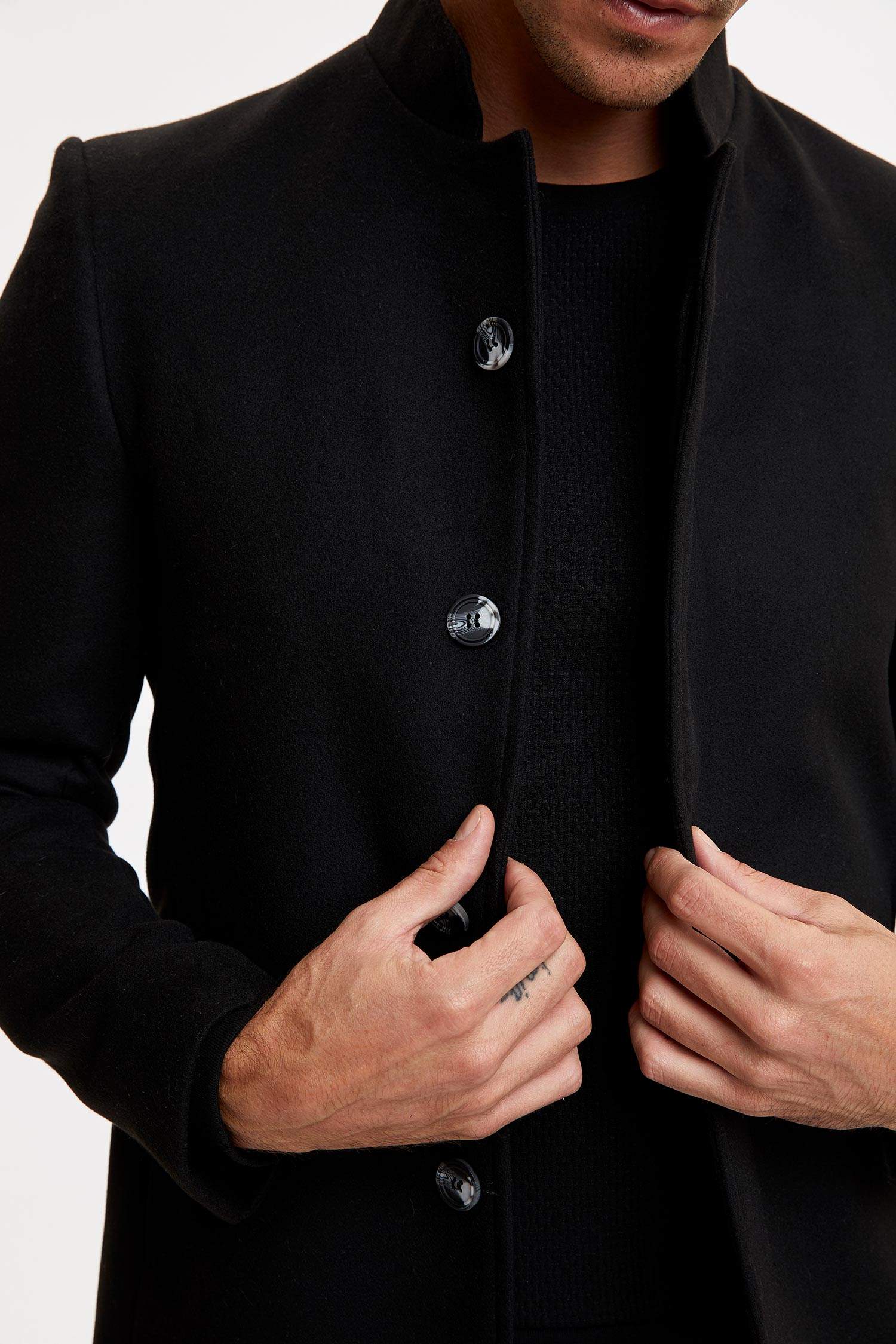 Slim Fit Dik Yaka Mont