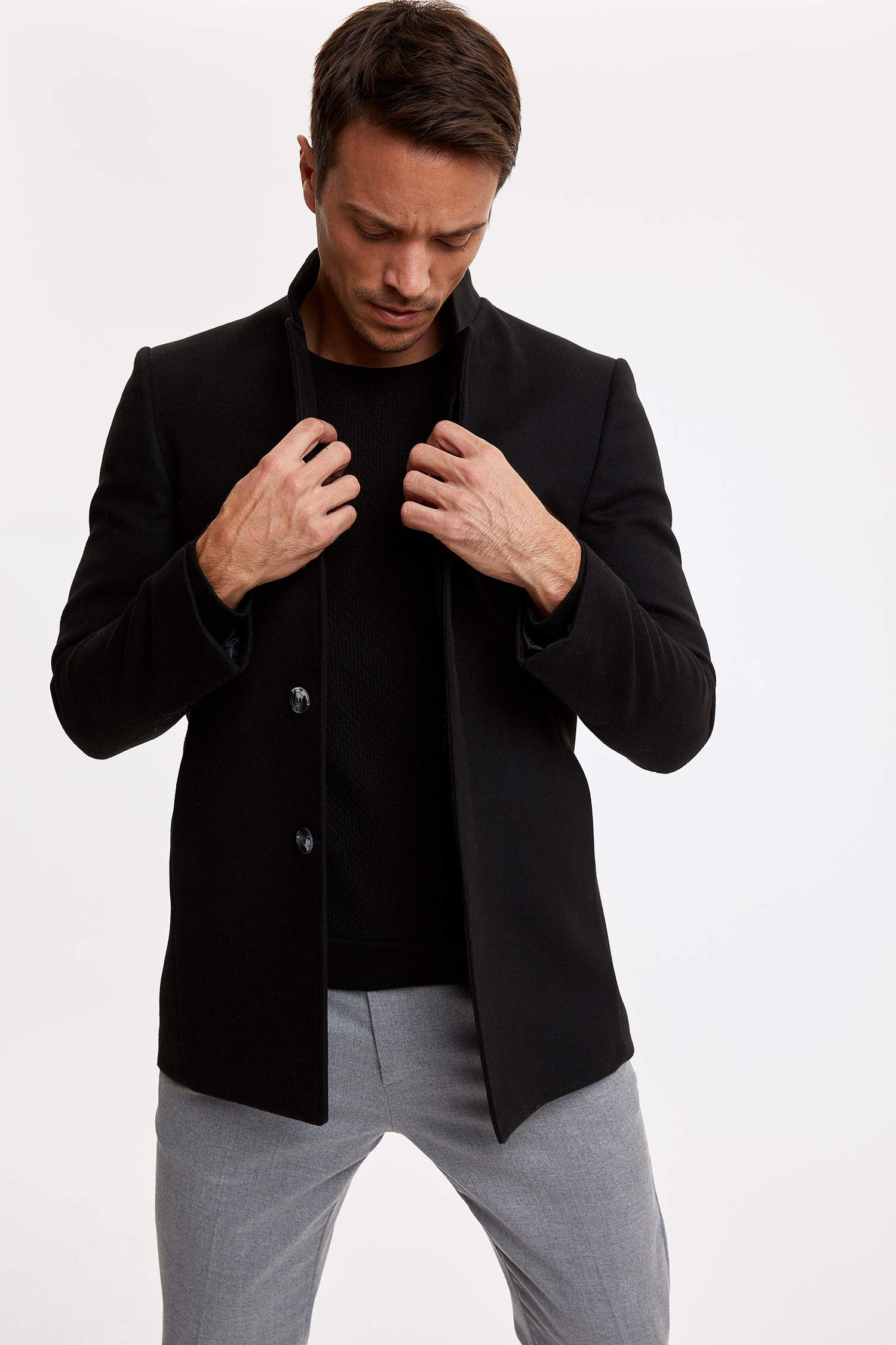 Slim Fit Dik Yaka Mont