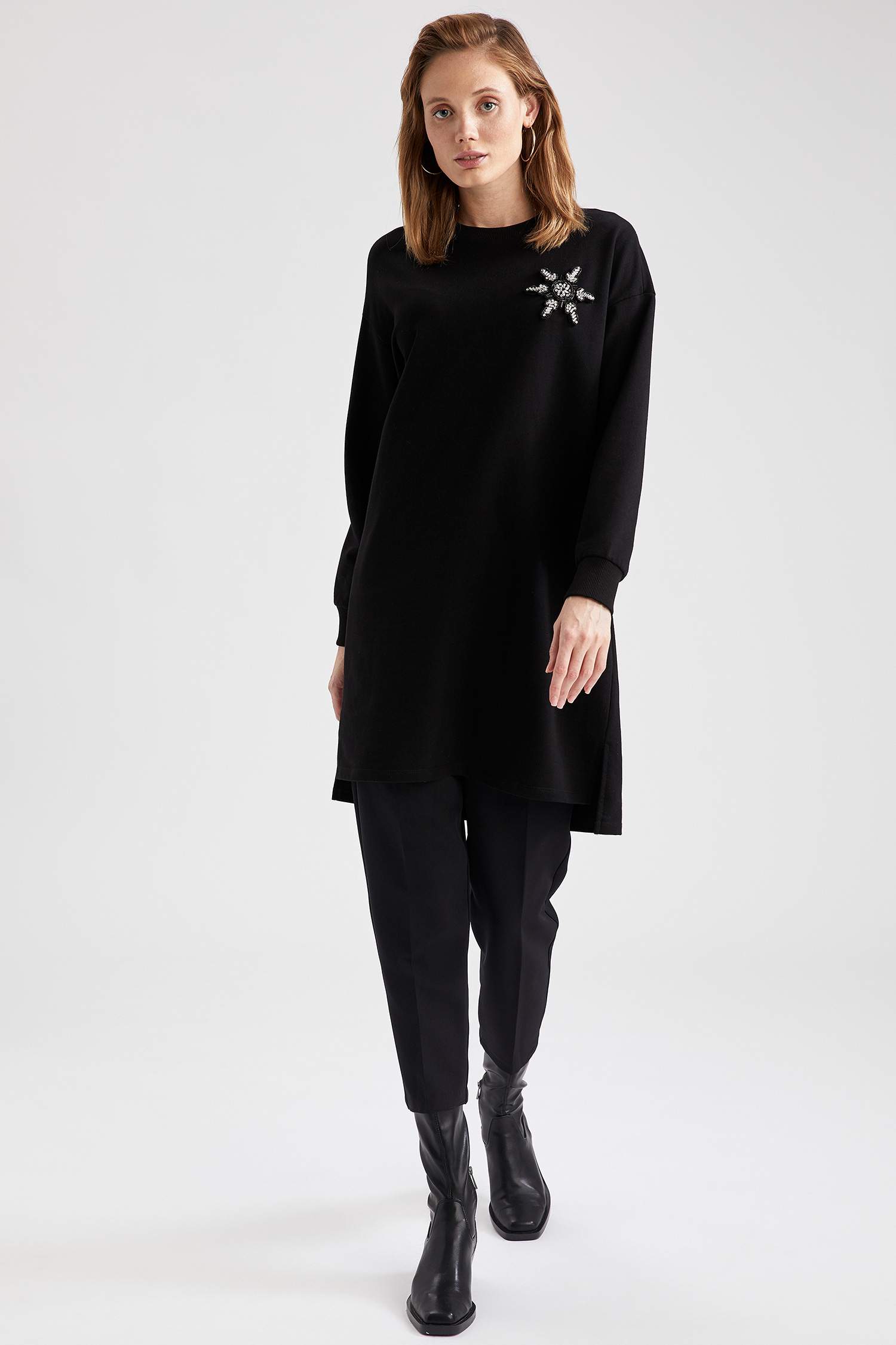 Baskılı Relax Fit Sweat Tunik