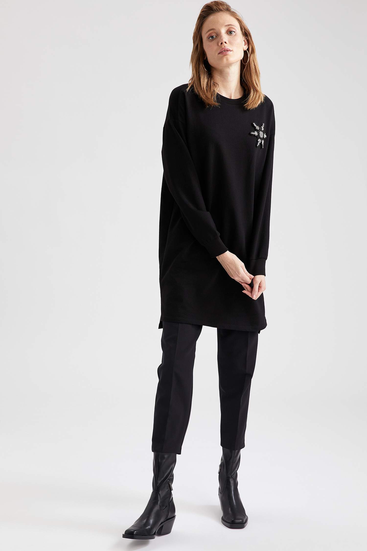Baskılı Relax Fit Sweat Tunik