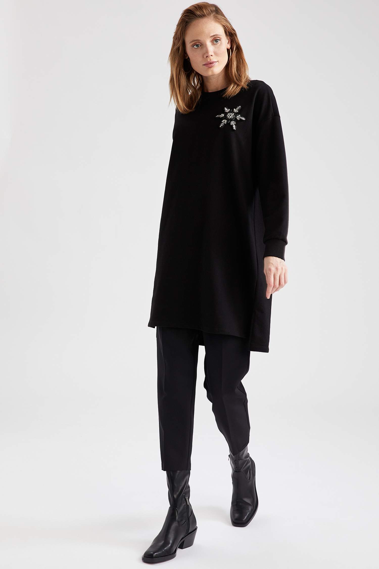 Baskılı Relax Fit Sweat Tunik