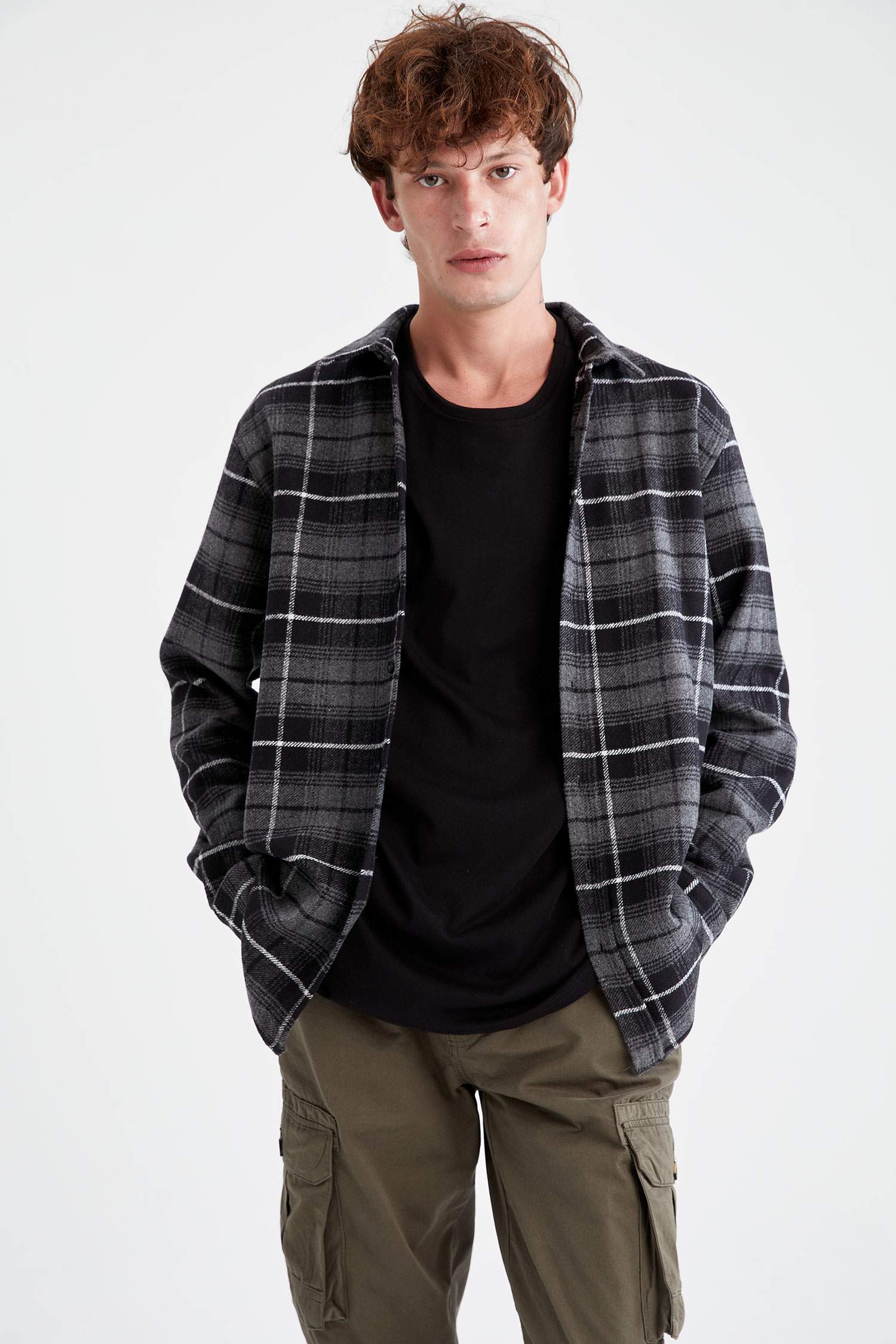 Regular Fit Ekose Desenli Uzun Kollu Oduncu Gömlek Ceket