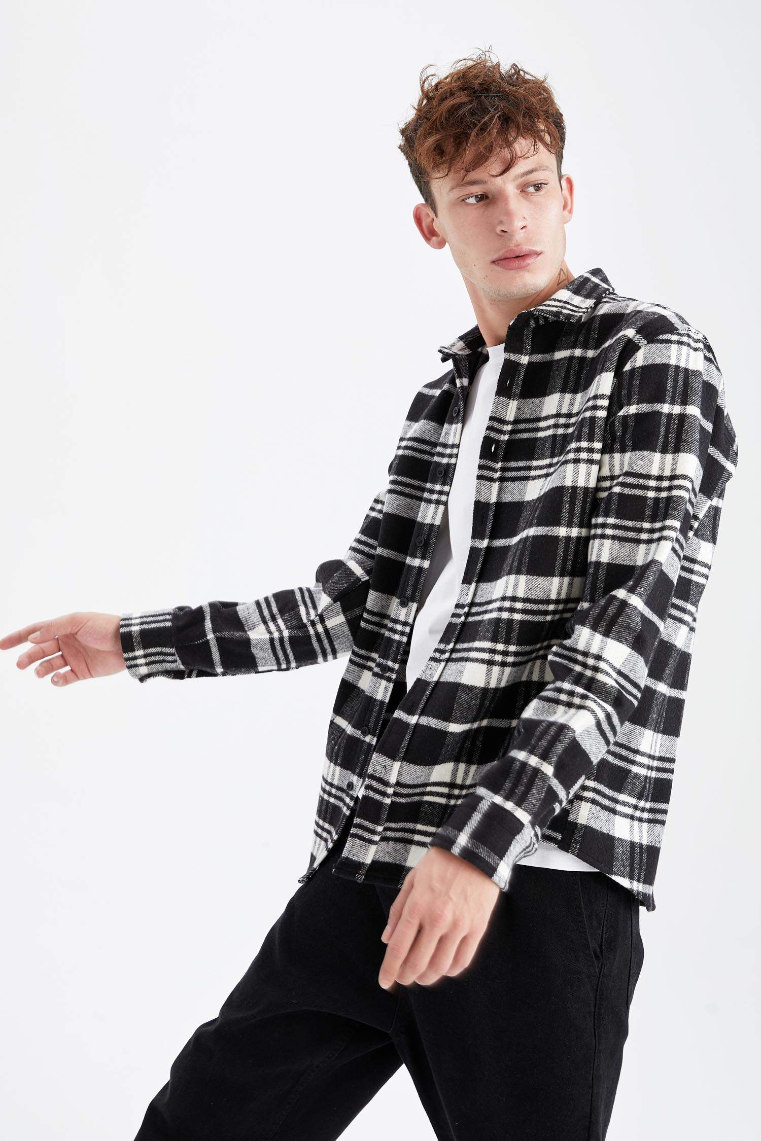 Regular Fit Ekose Desenli Uzun Kollu Oduncu Gömlek Ceket