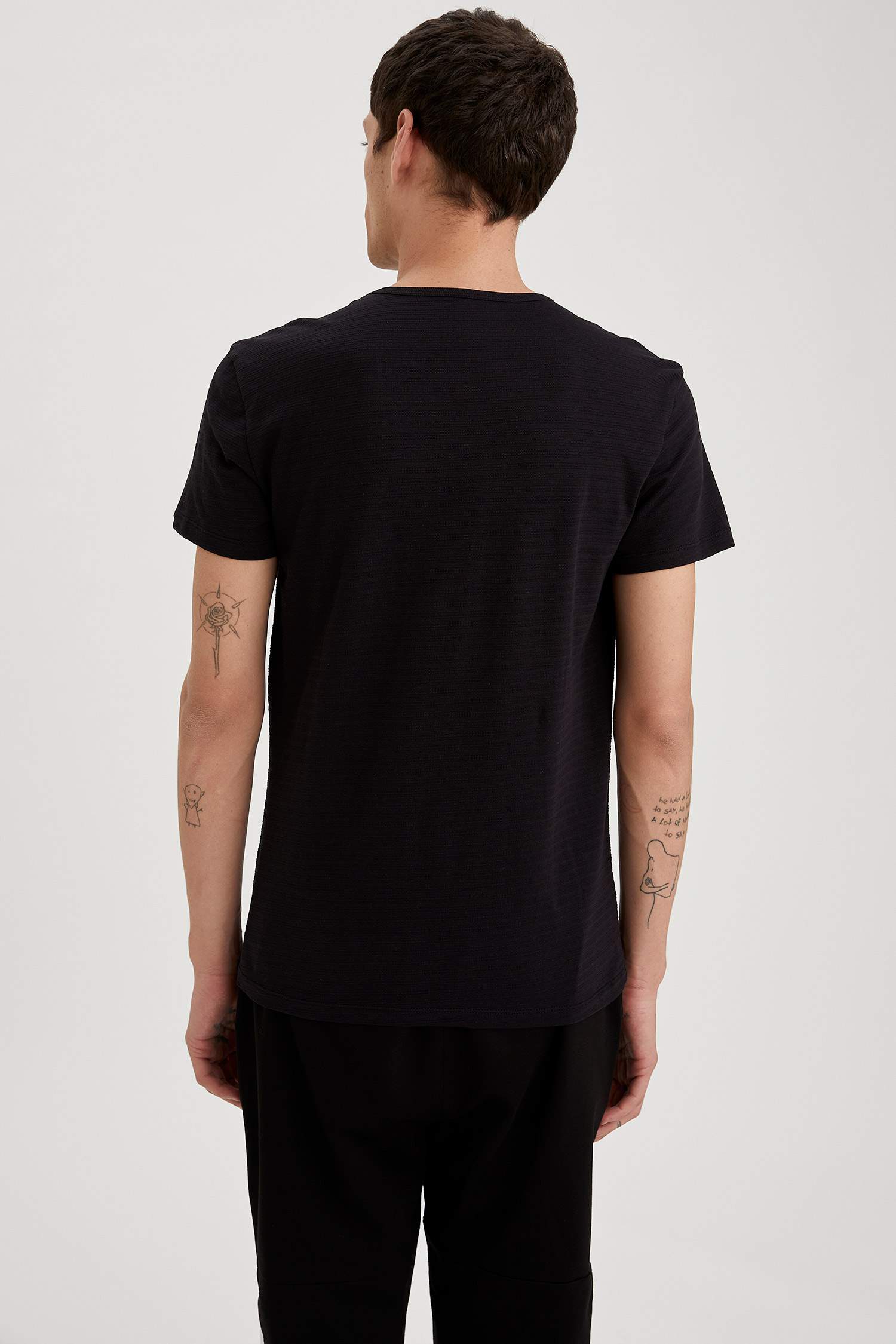 Never Baskılı Slim Fit Pamuklu Tişört