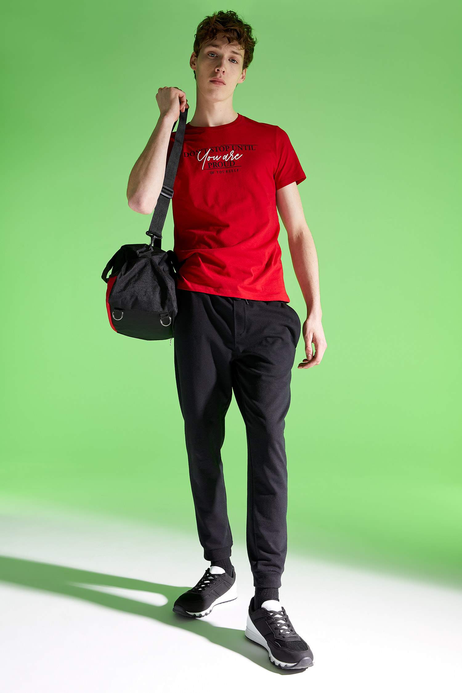 Baskılı Slim Fit Bisiklet Yaka Pamuklu Tişört