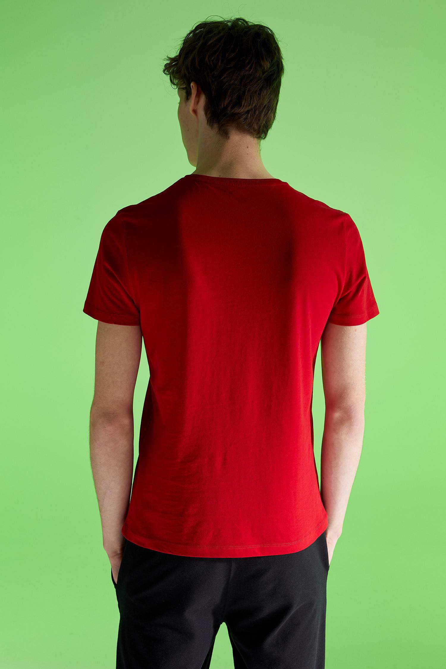 Baskılı Slim Fit Bisiklet Yaka Pamuklu Tişört