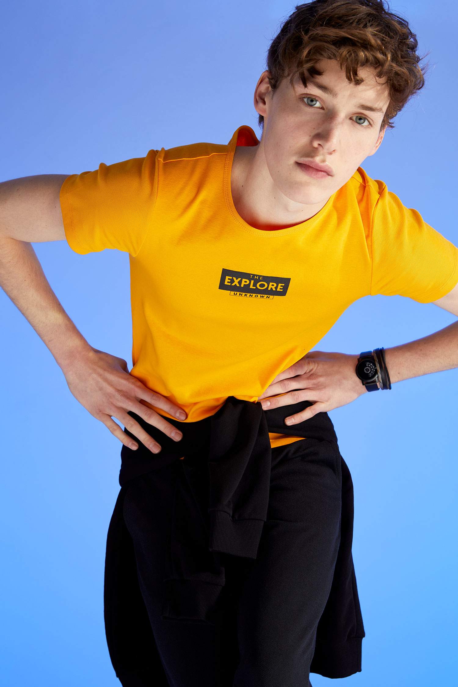Explore Baskılı Slim Fit Bisiklet Yaka Tişört