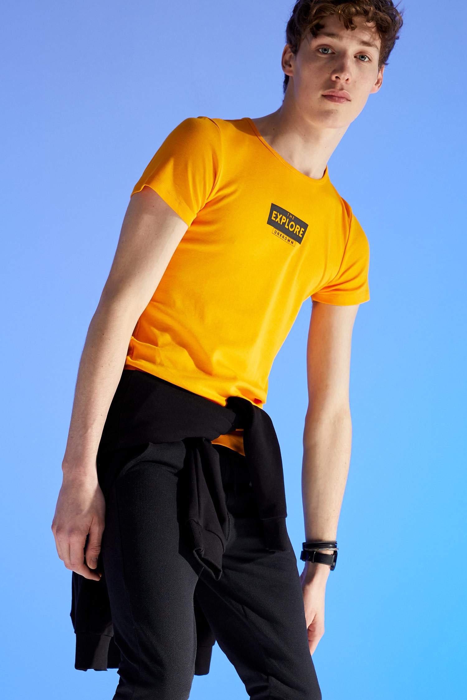 Explore Baskılı Slim Fit Bisiklet Yaka Tişört