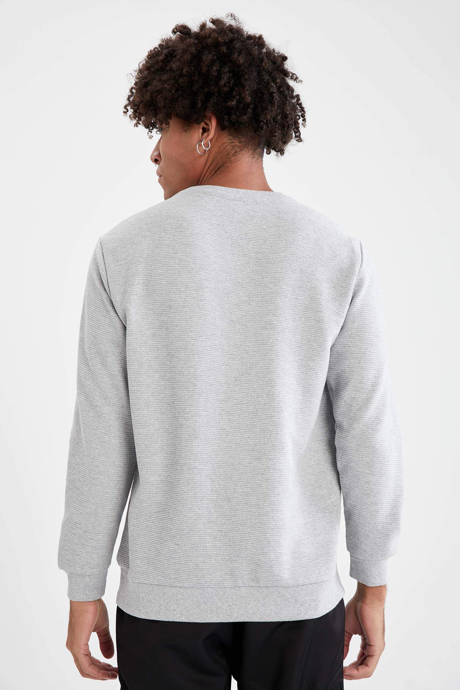 Slim Fit Bisiklet Yaka Today Baskılı Sweatshirt