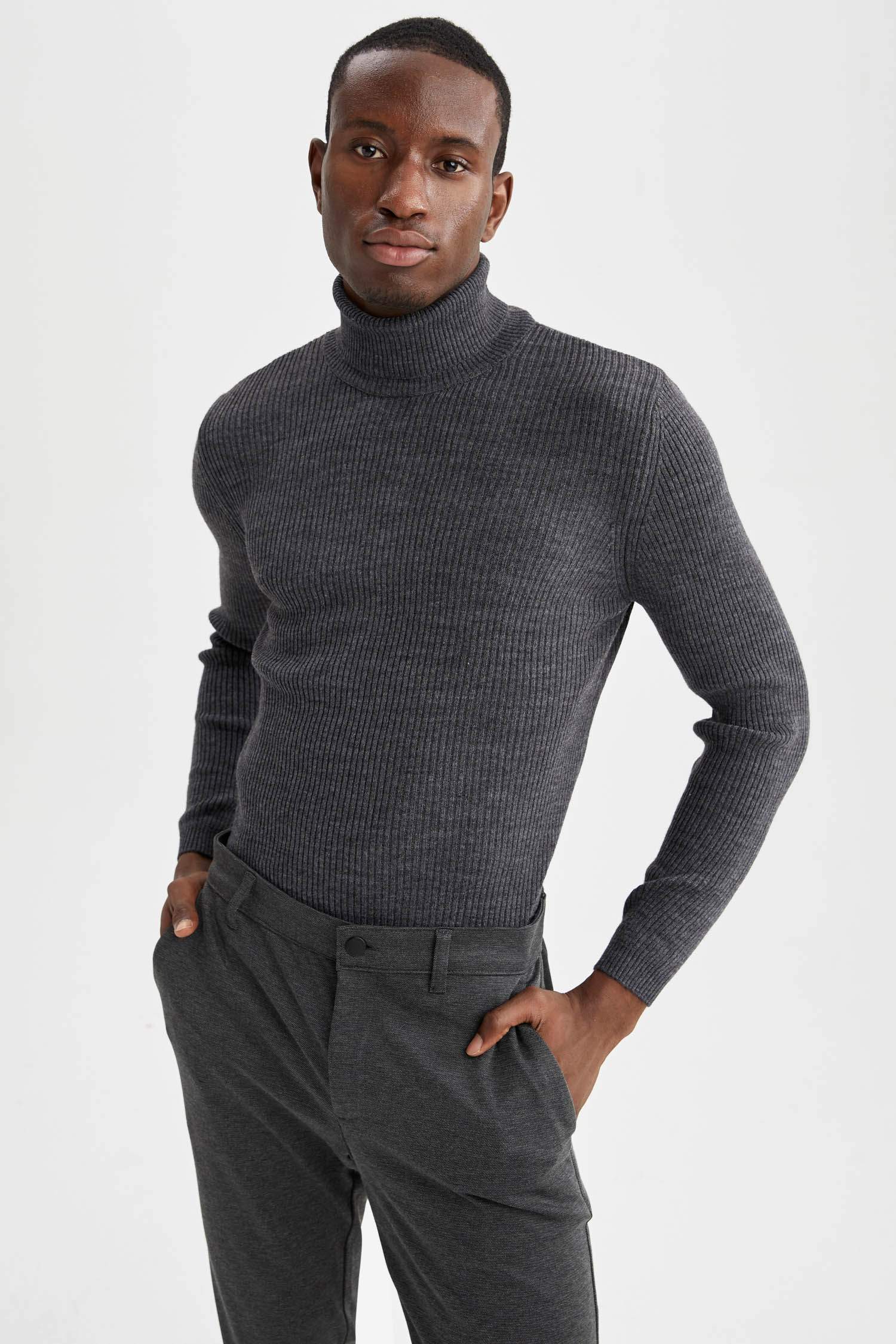Slim Fit Balıkçı Yaka Triko Kazak