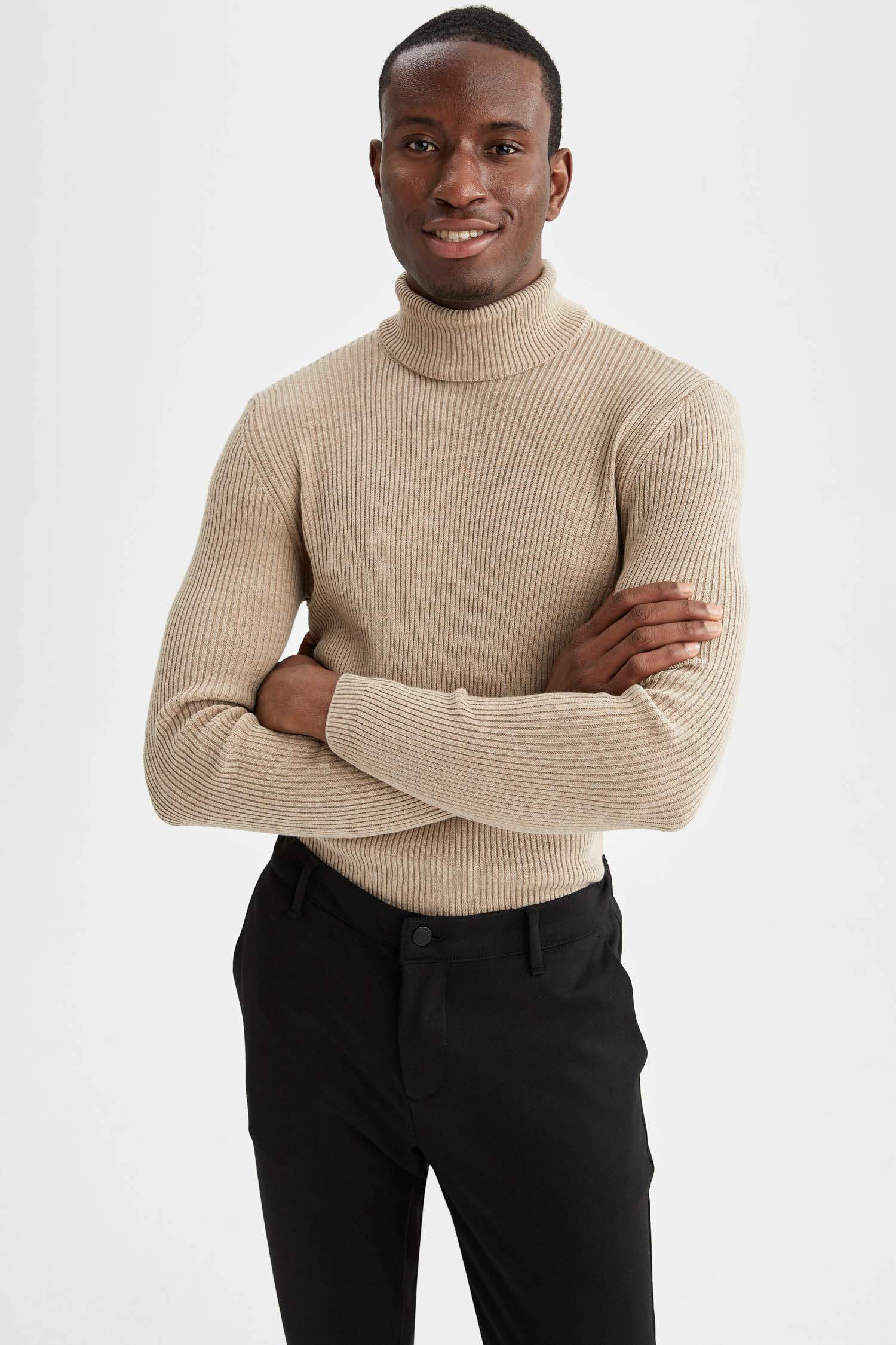 Slim Fit Balıkçı Yaka 2'li Triko Kazak
