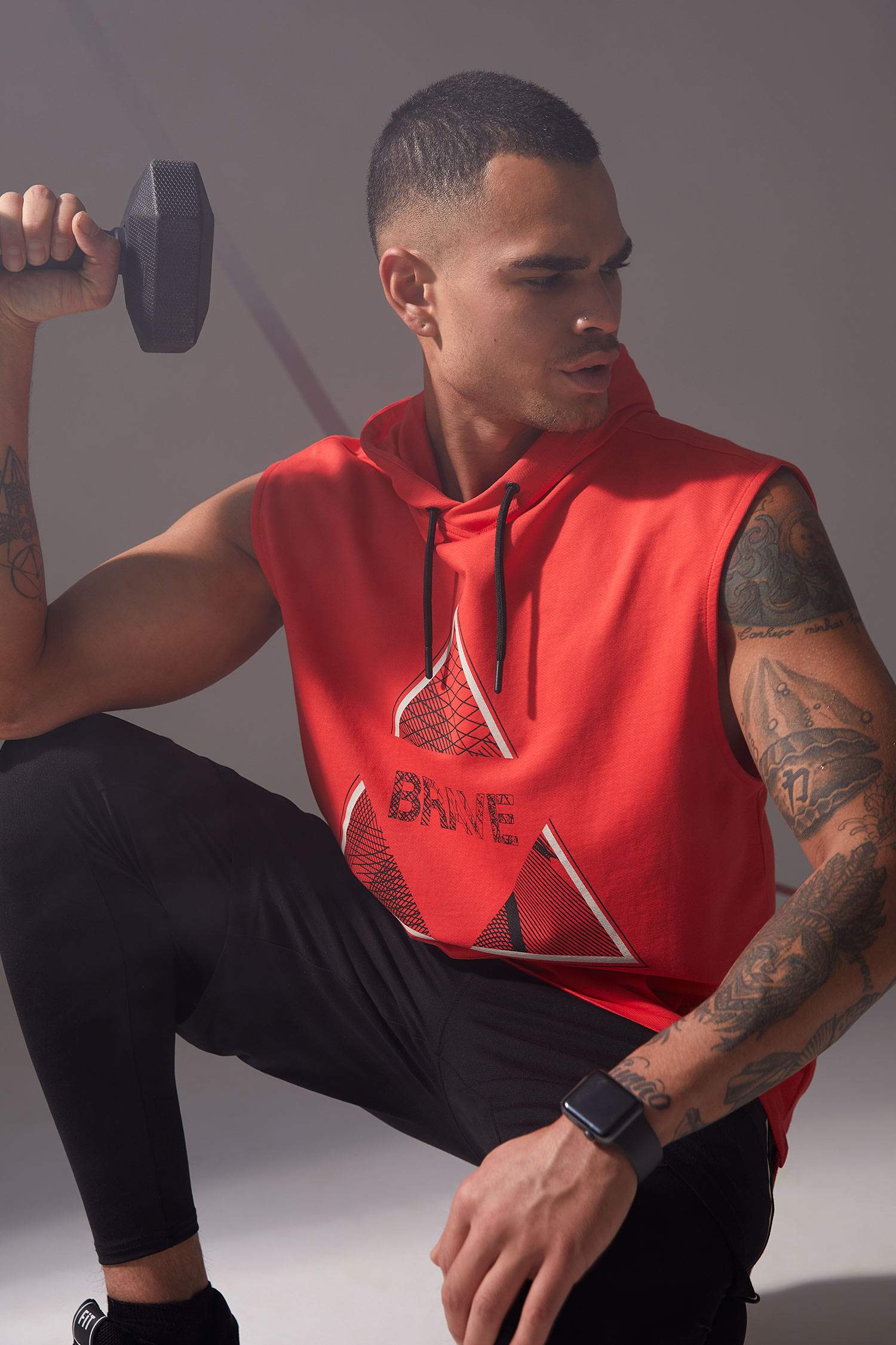 Regular Fit Baskılı Kapüşonlu Kolsuz Tişört