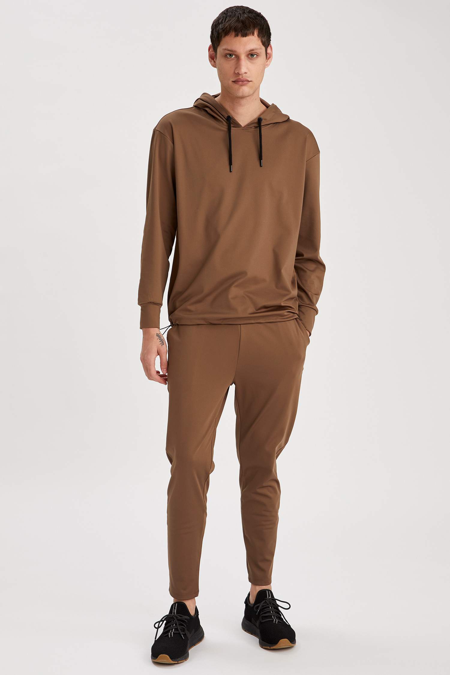 Oversize Fit Kapüşonlu Basic Spor Sweatshirt