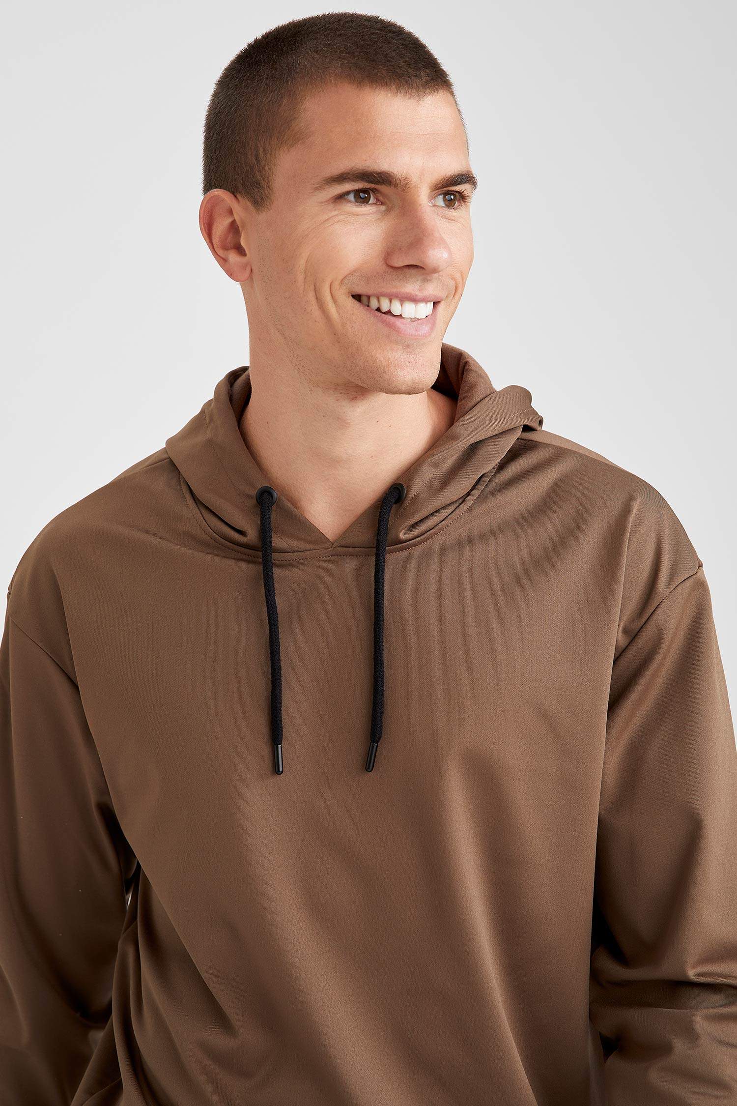Oversize Fit Kapüşonlu Basic Spor Sweatshirt