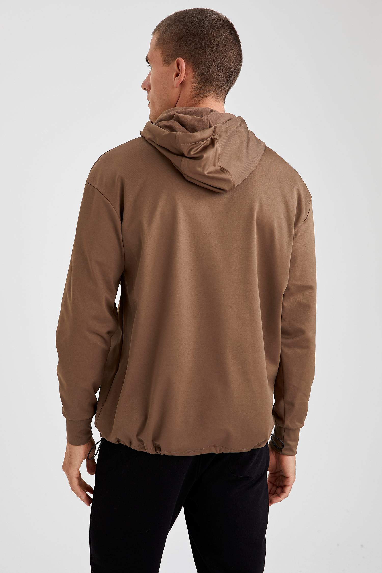 Oversize Fit Kapüşonlu Basic Spor Sweatshirt