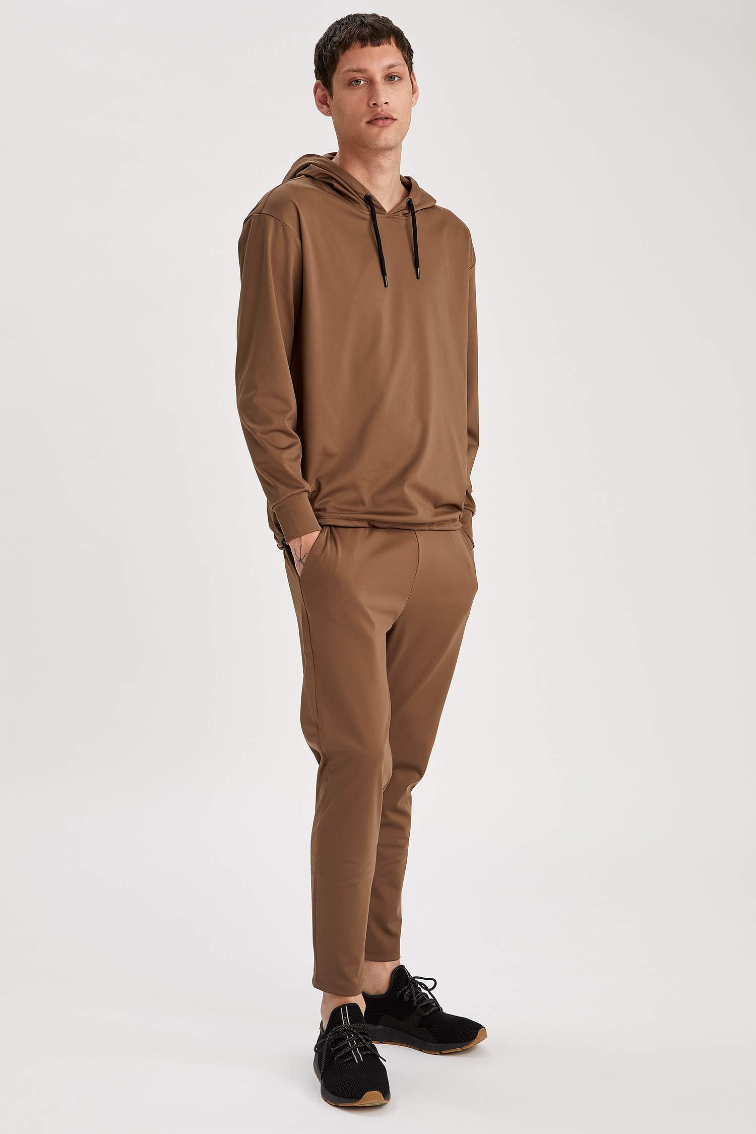 Oversize Fit Kapüşonlu Basic Spor Sweatshirt