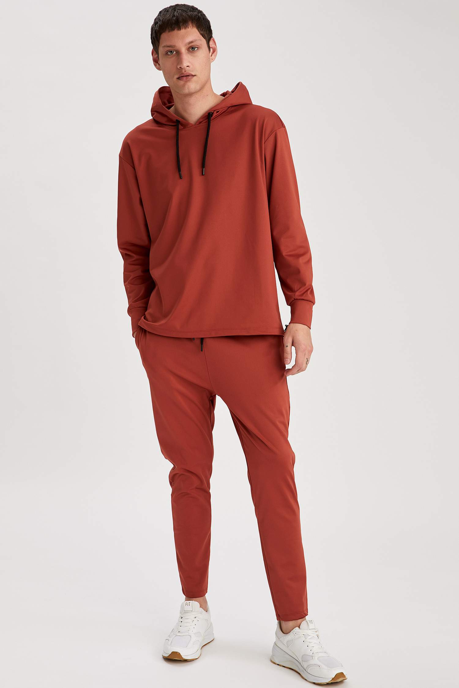 Oversize Fit Kapüşonlu Basic Spor Sweatshirt