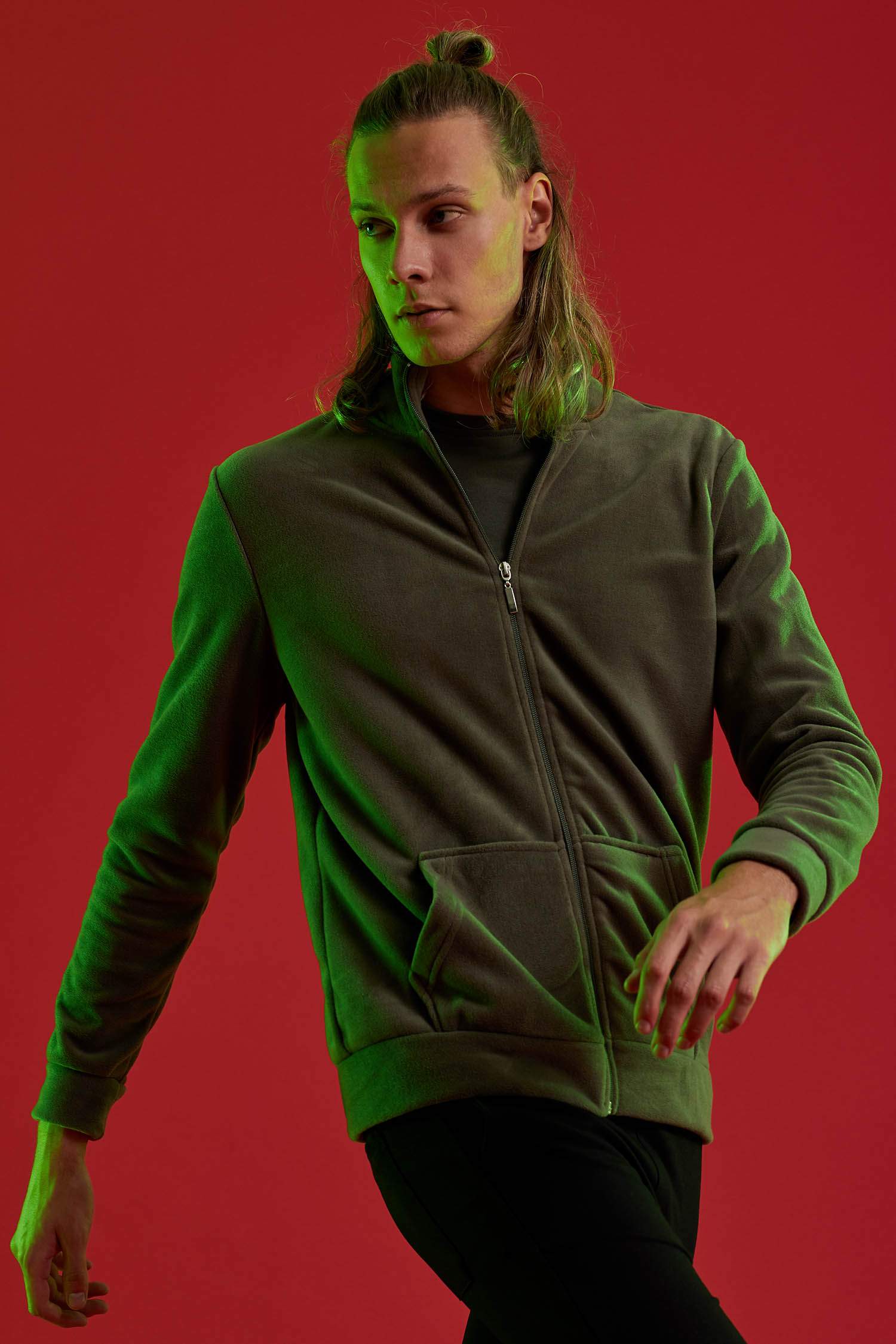 Fermuarlı Slim Fit Polar Sweatshirt
