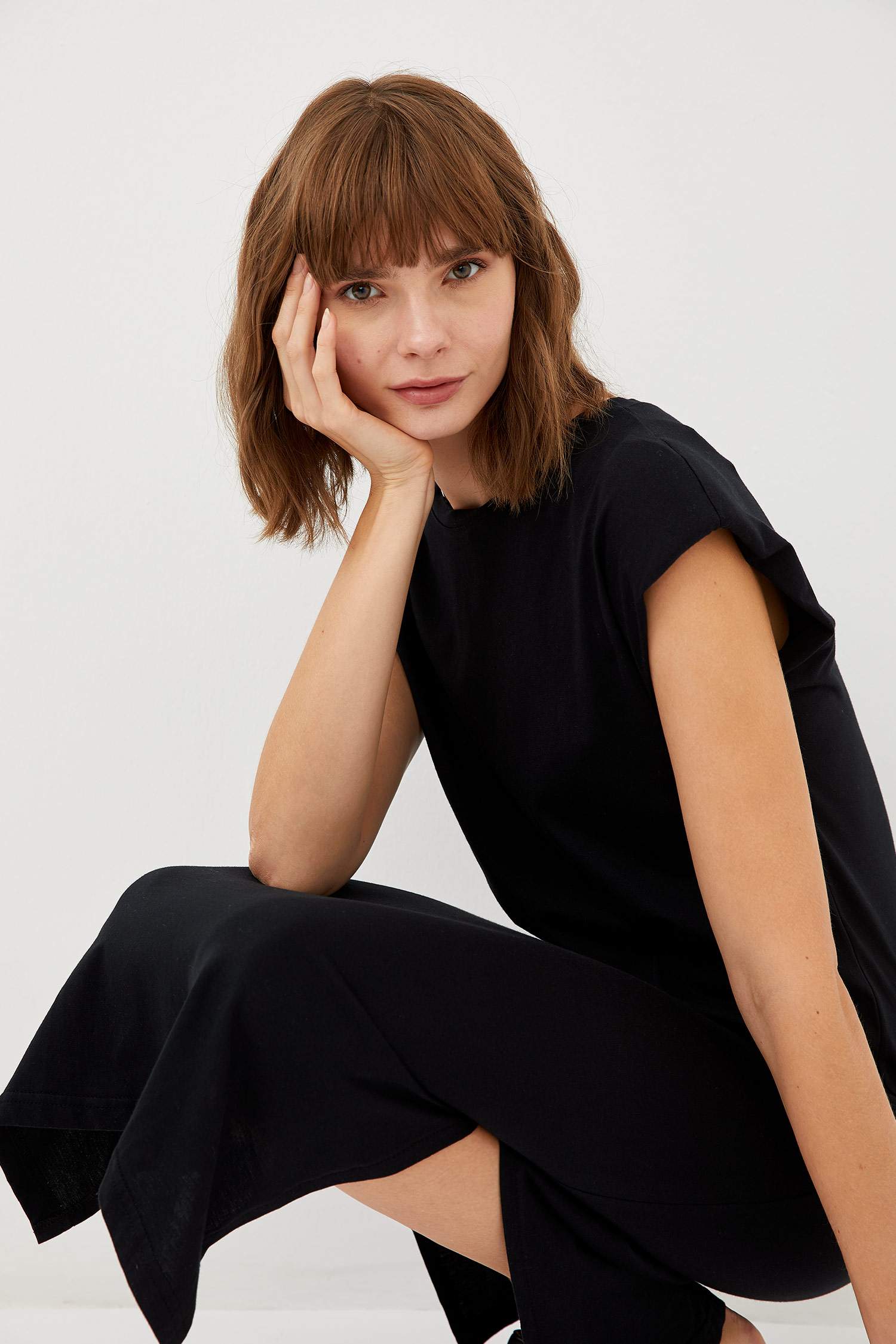 Basic Oversize Örme Kısa Kollu Tişört Elbise