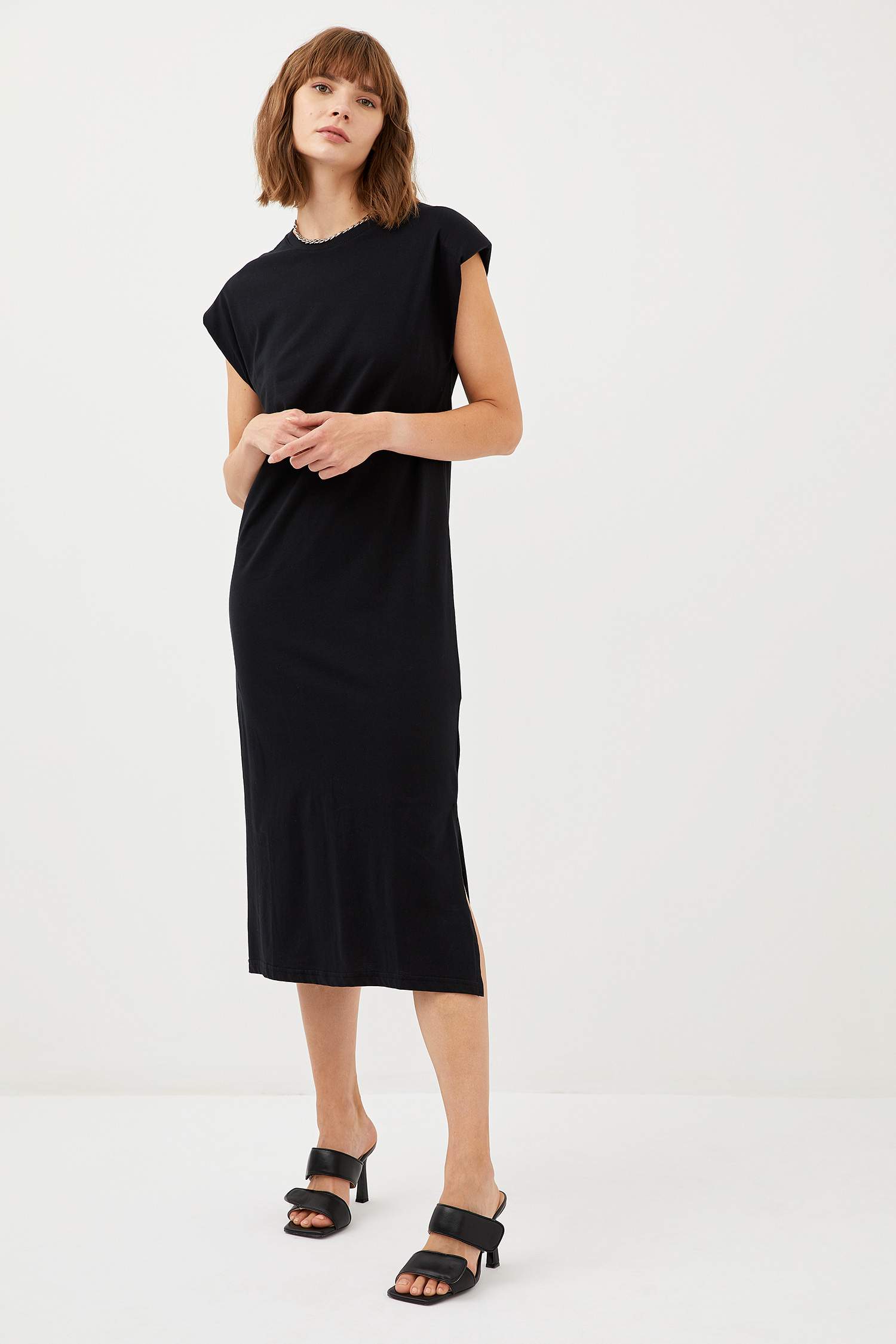 Basic Oversize Örme Kısa Kollu Tişört Elbise