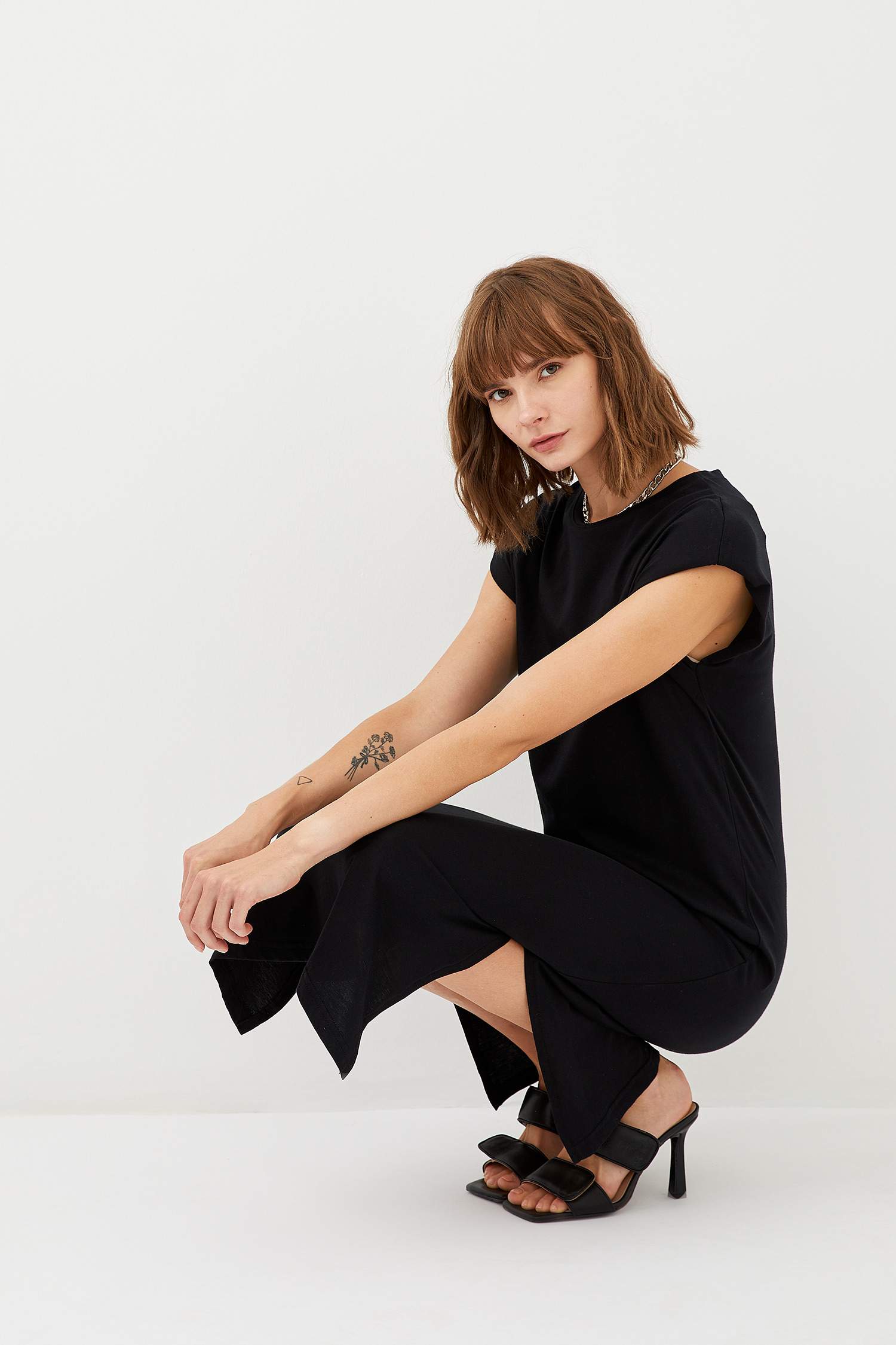 Basic Oversize Örme Kısa Kollu Tişört Elbise
