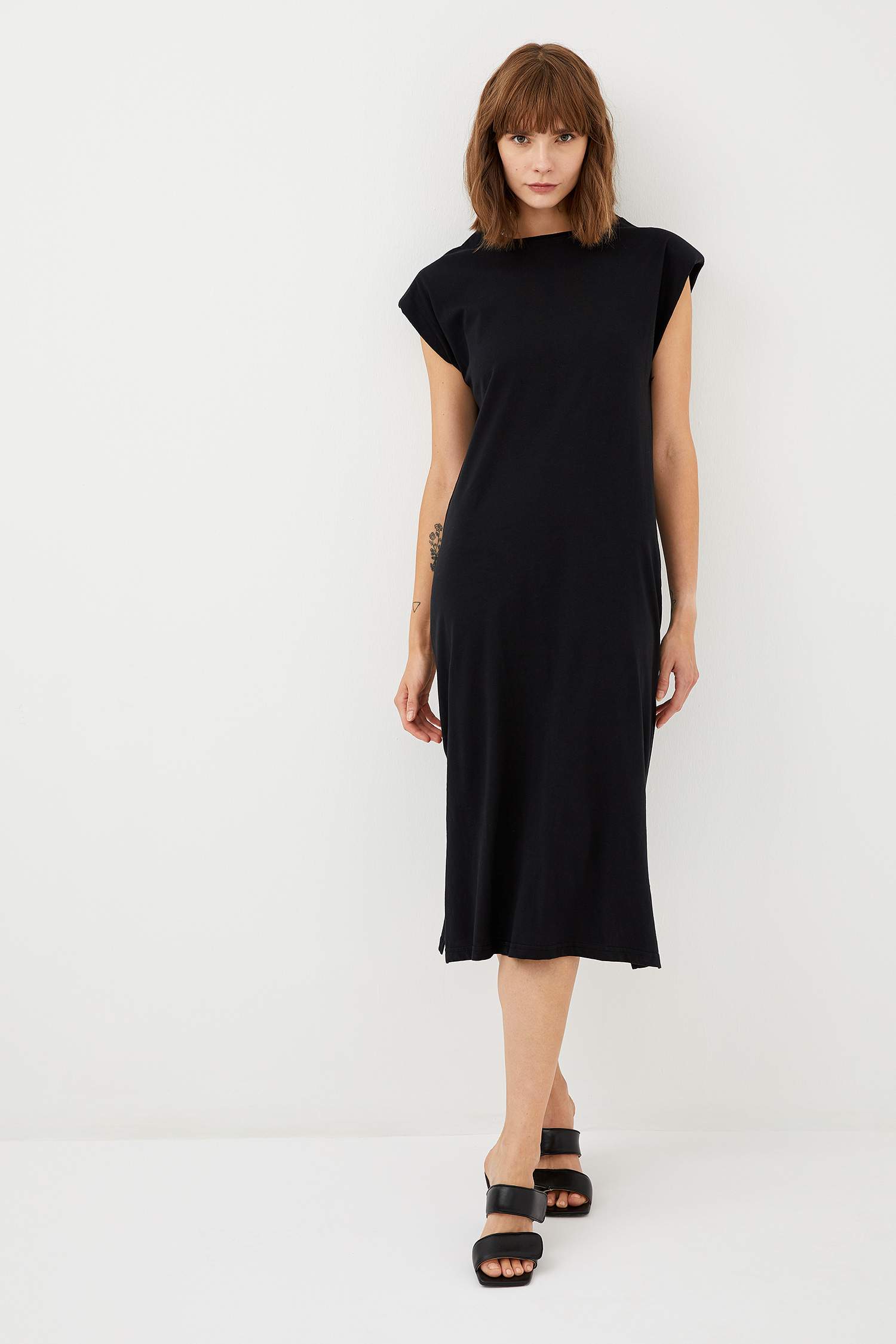 Basic Oversize Örme Kısa Kollu Tişört Elbise