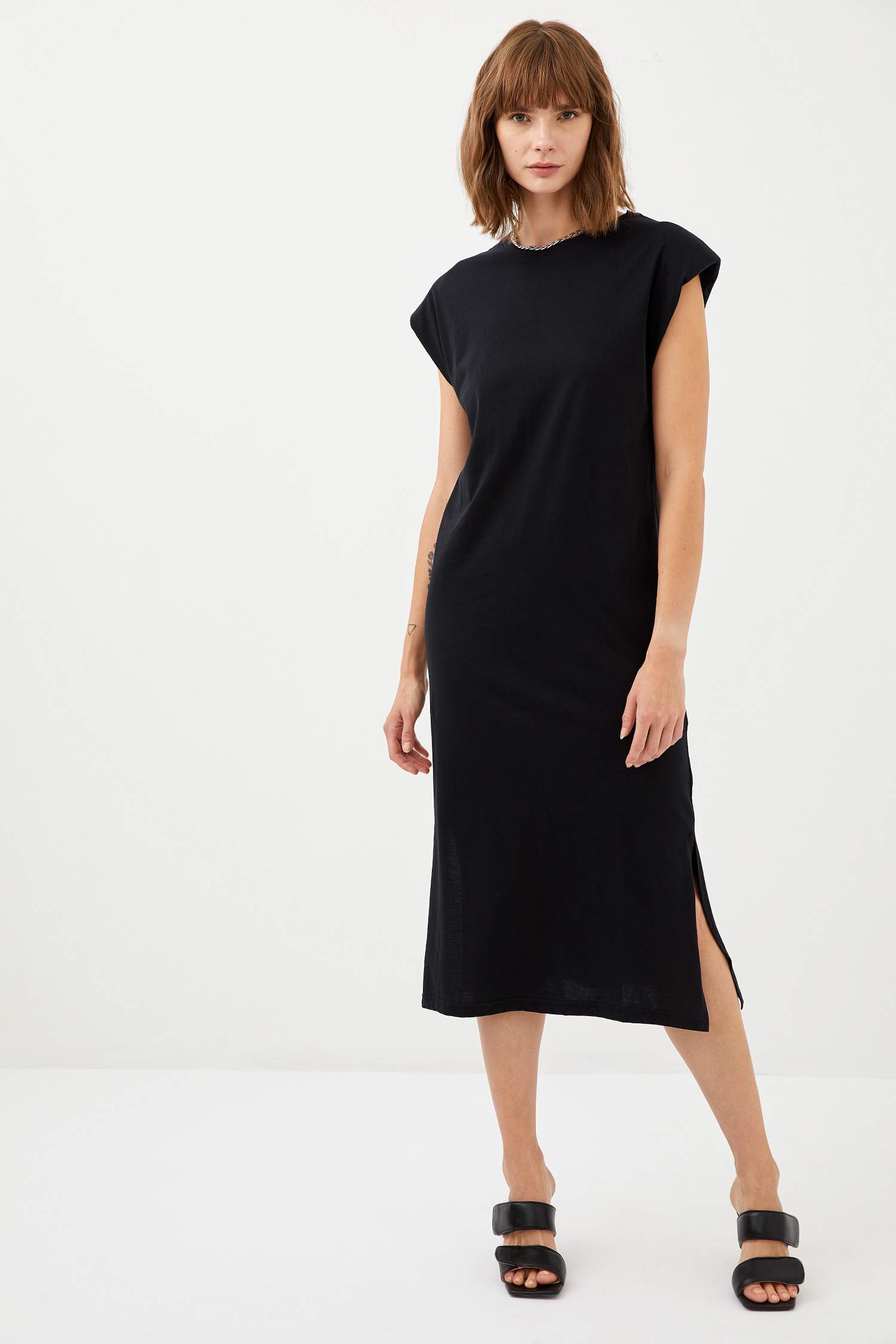Basic Oversize Örme Kısa Kollu Tişört Elbise