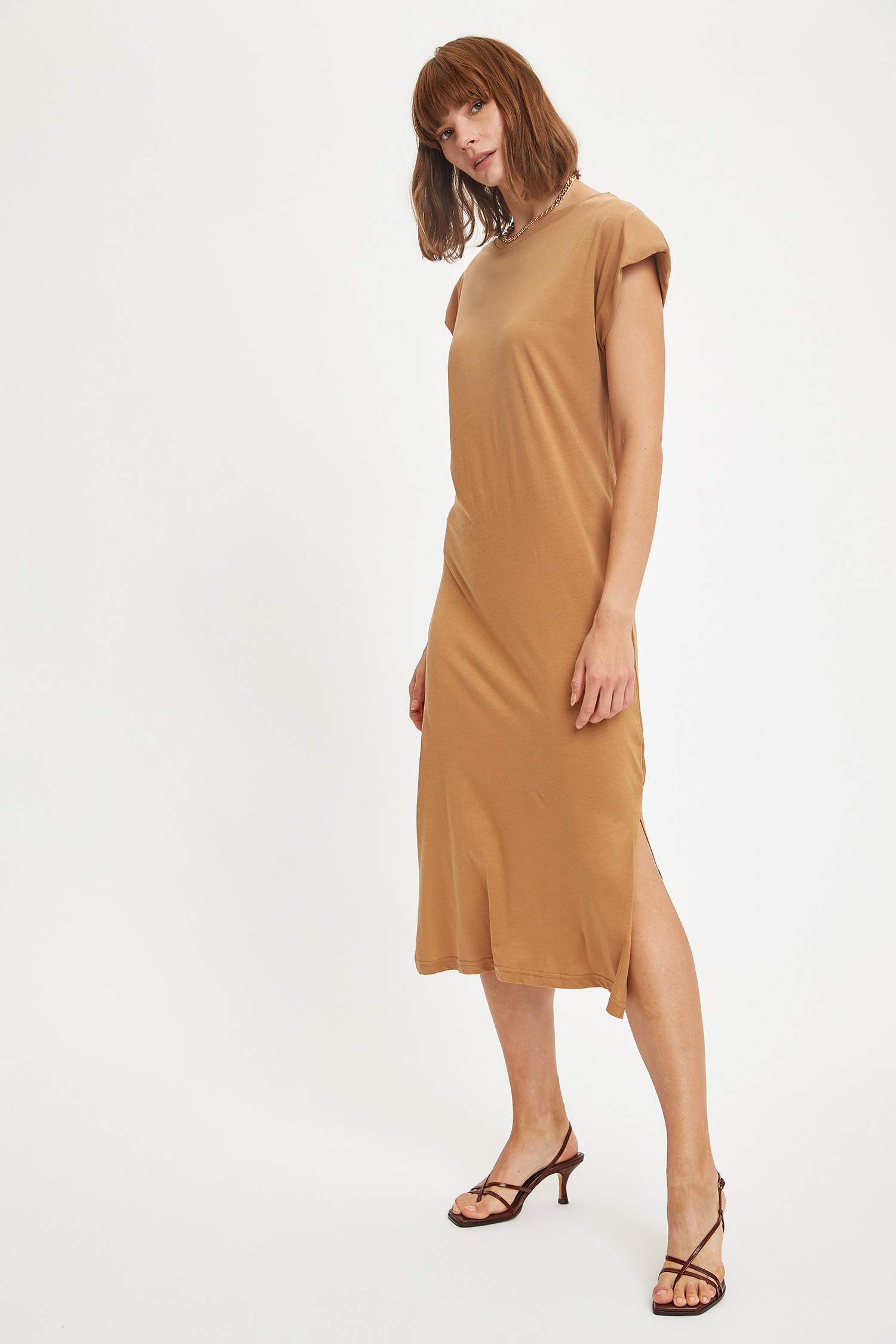 Basic Oversize Örme Kısa Kollu Tişört Elbise