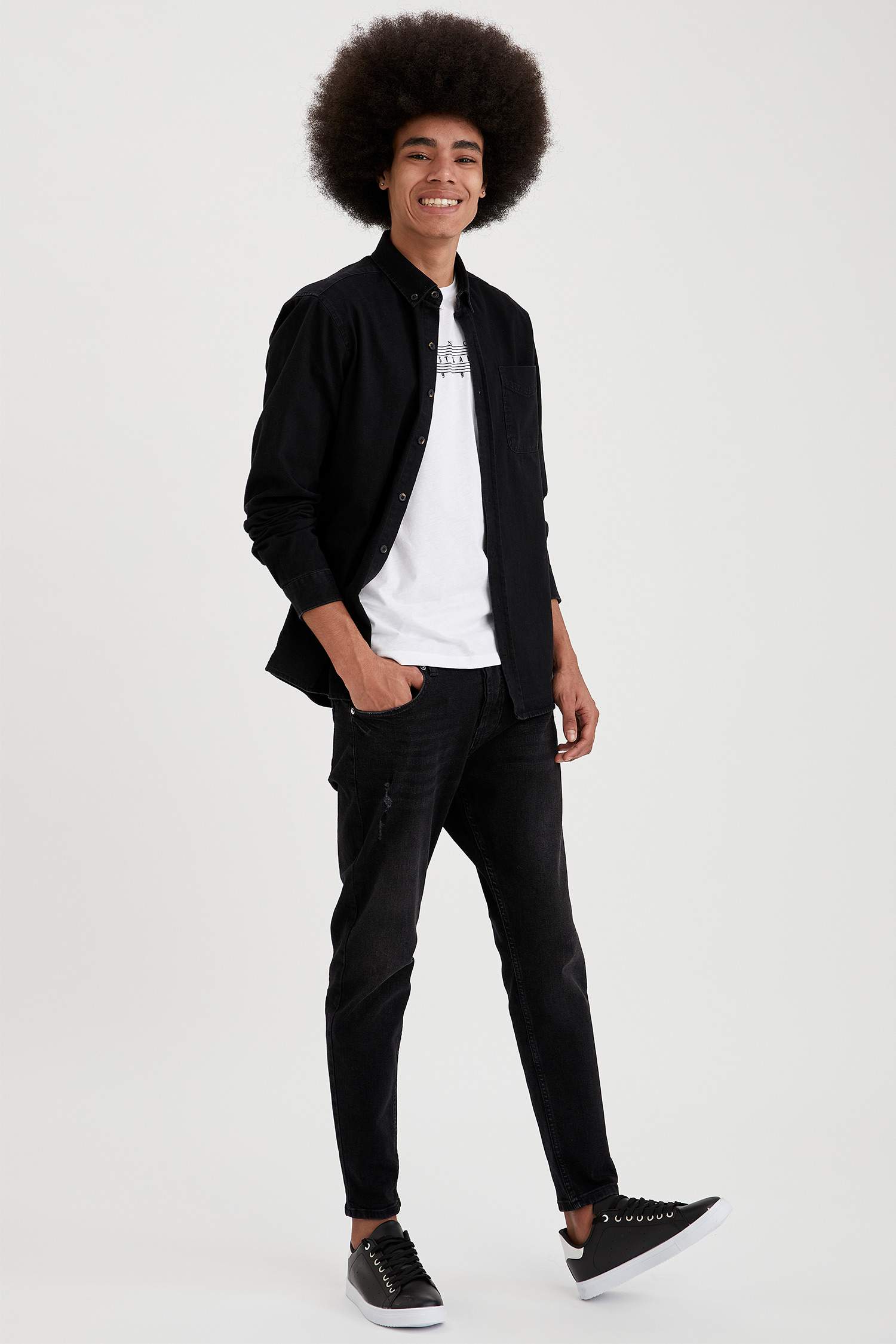 Slim Fit Uzun Kollu Jean Gömlek