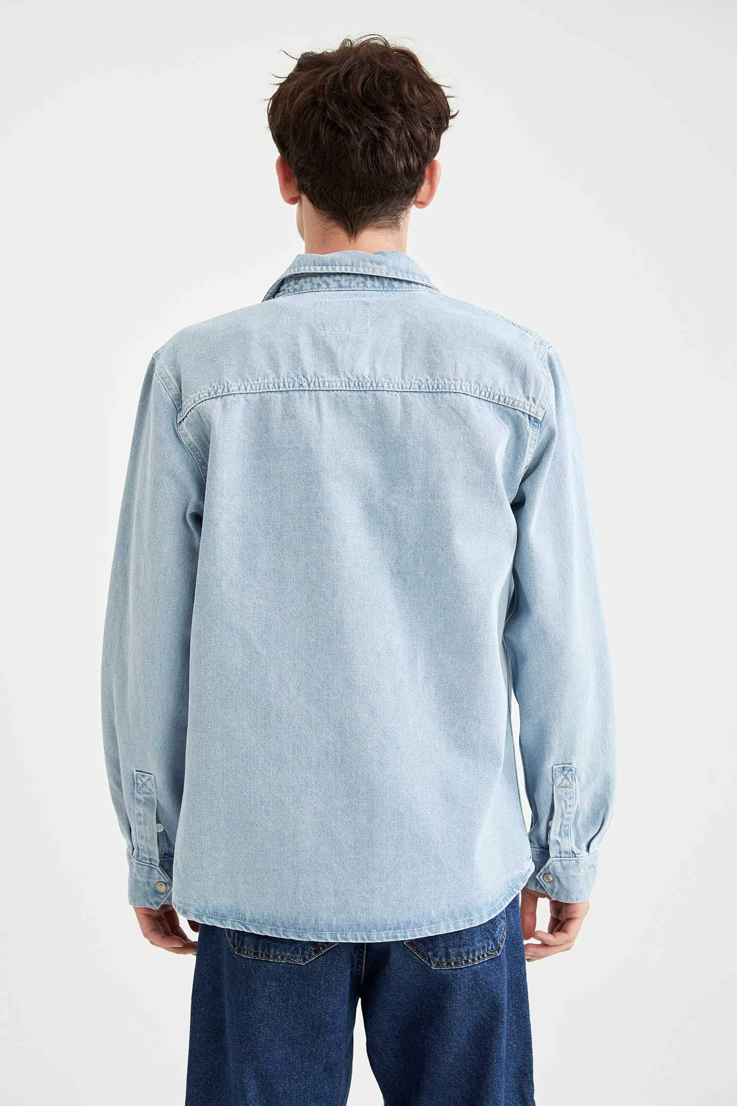 Regular Fit Uzun Kollu Jean Gömlek Ceket