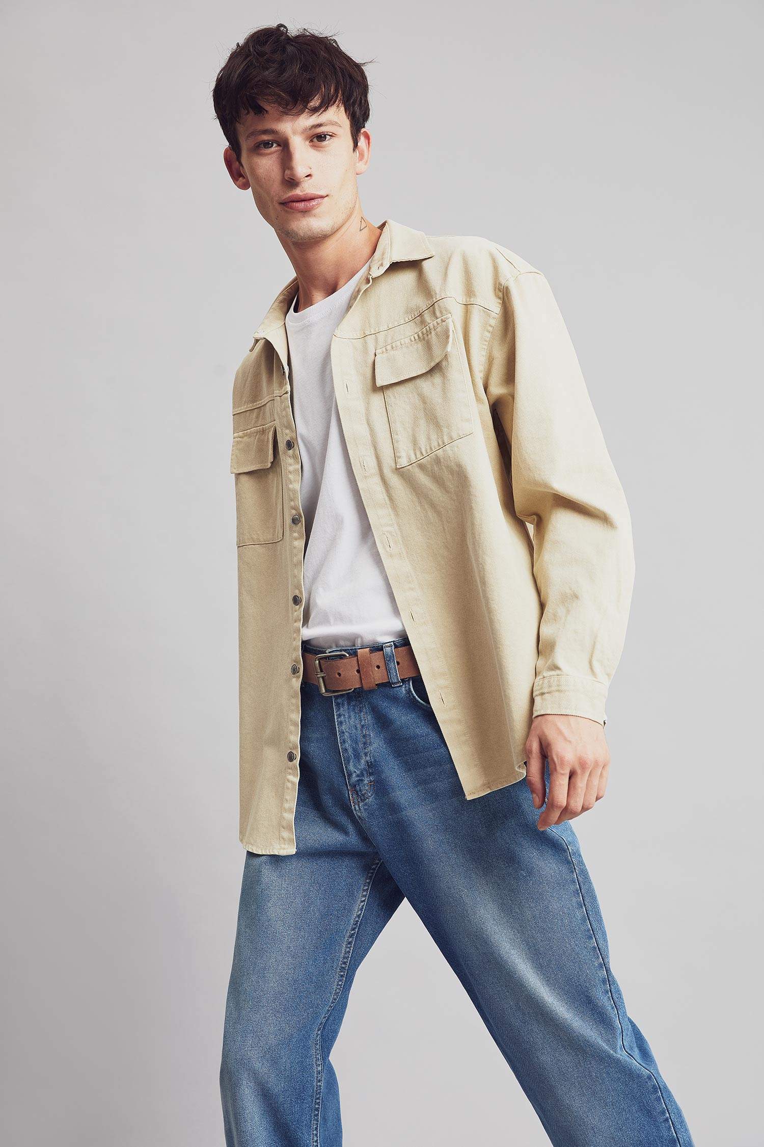 Oversize Fit Uzun Kollu Jean Gömlek Ceket
