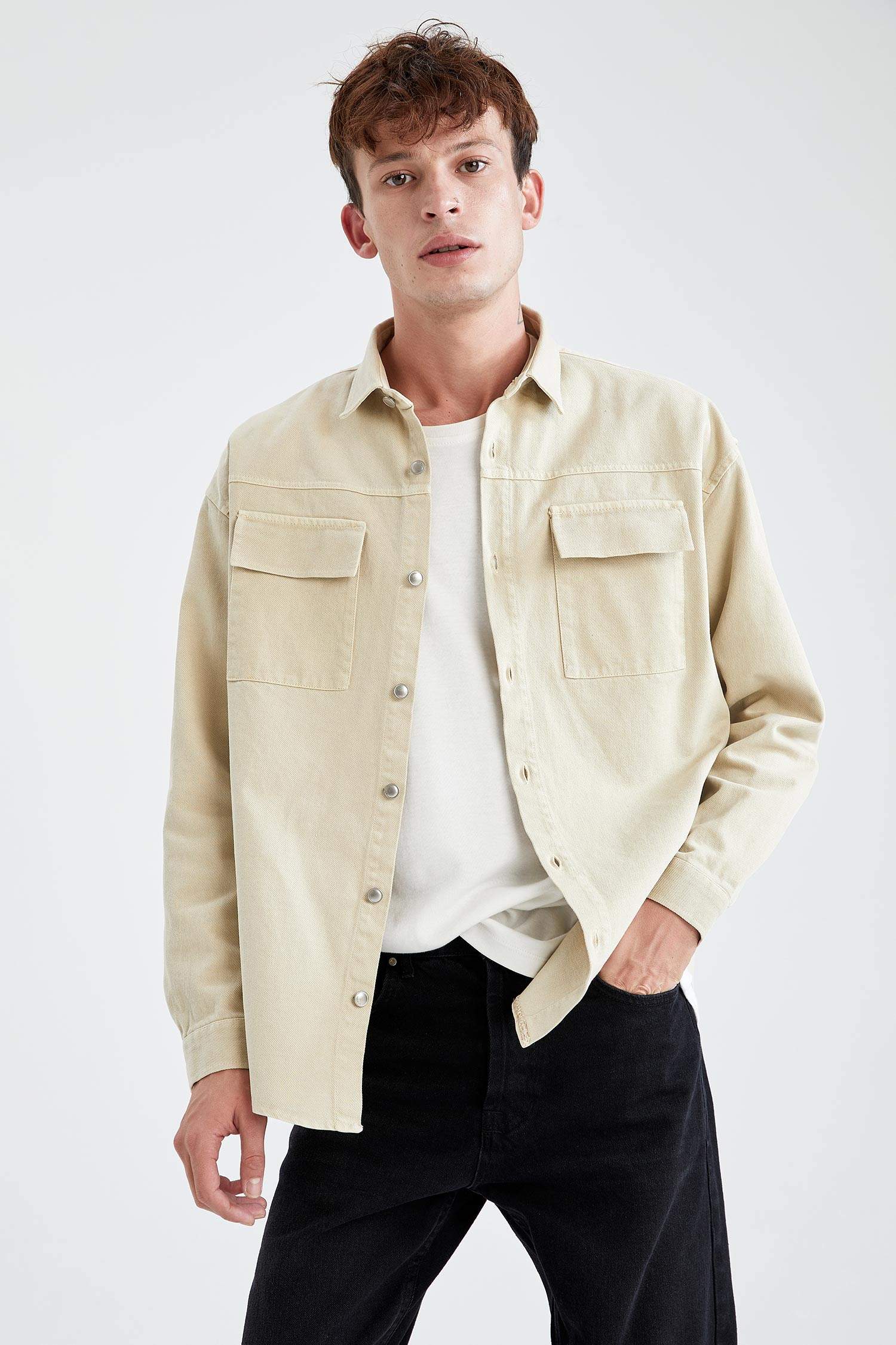 Oversize Fit Uzun Kollu Jean Gömlek Ceket