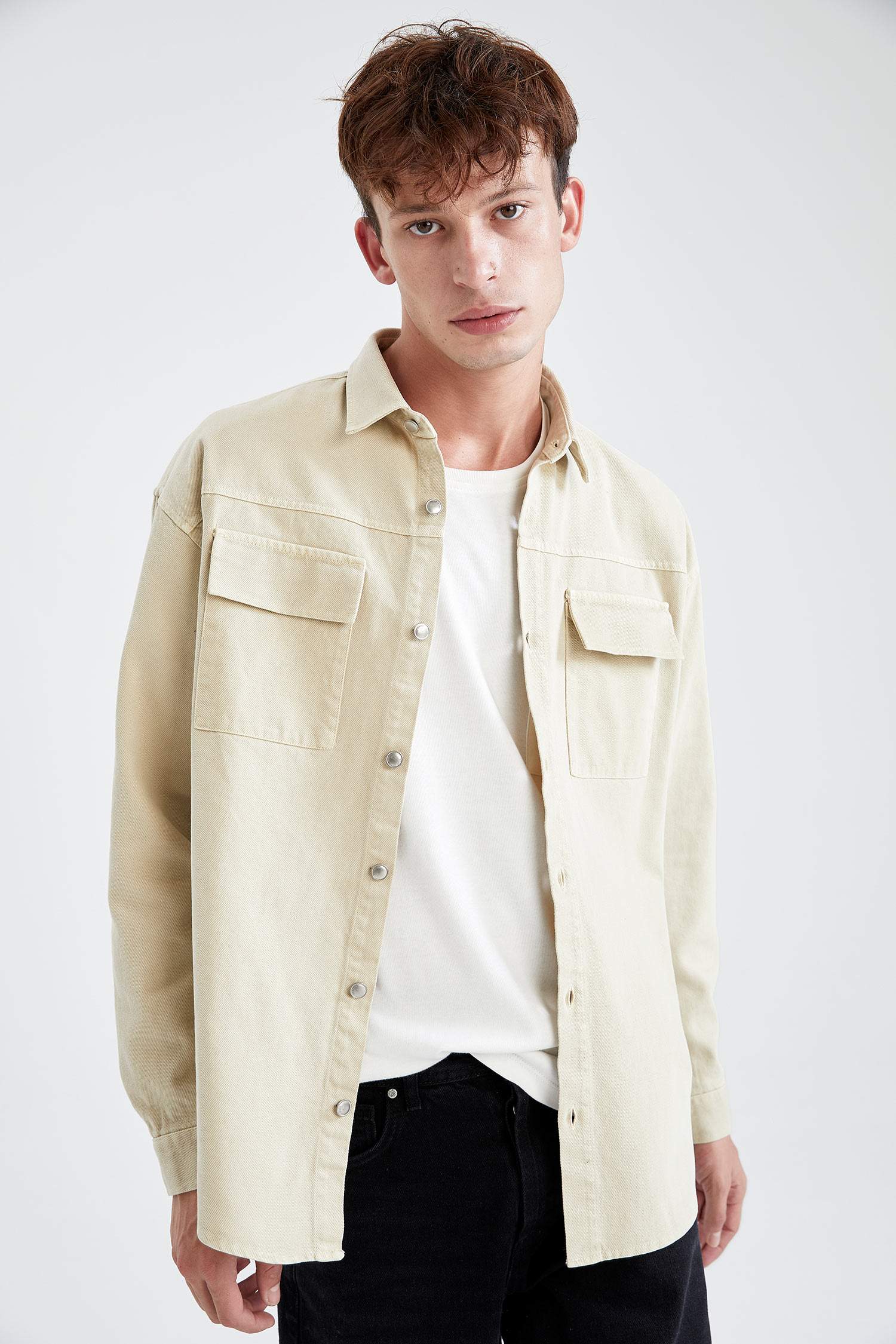 Oversize Fit Uzun Kollu Jean Gömlek Ceket