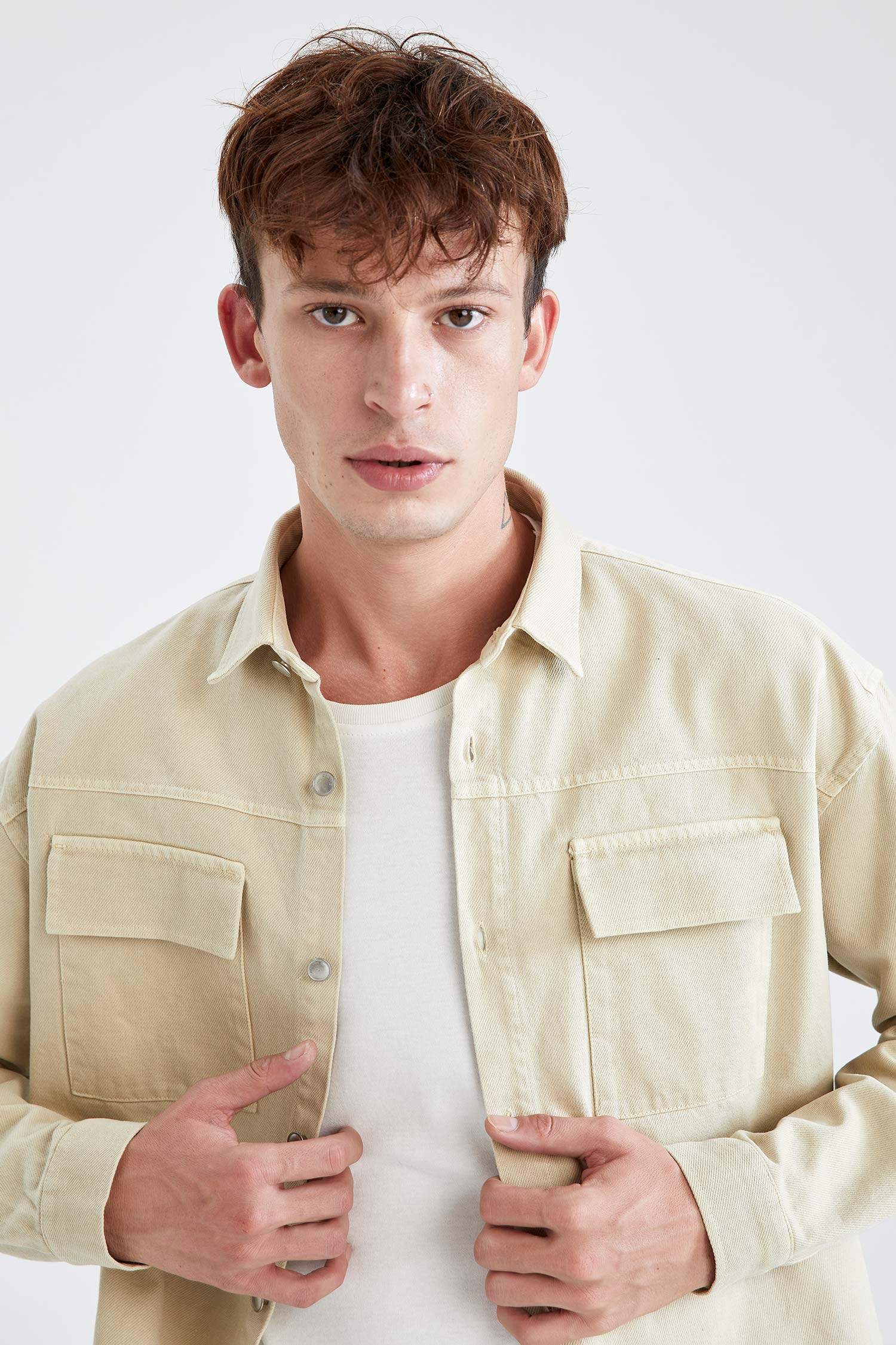 Oversize Fit Uzun Kollu Jean Gömlek Ceket