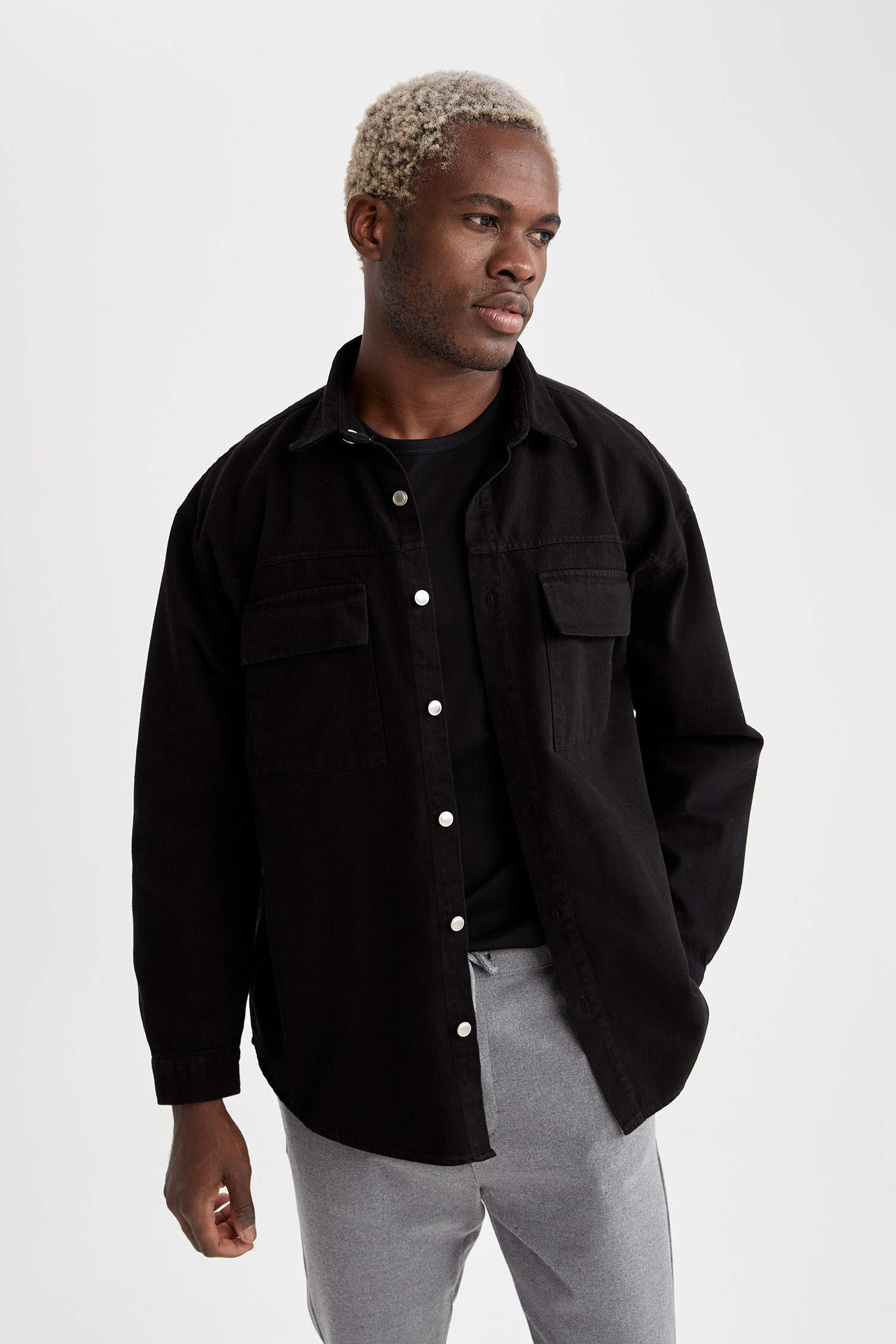 Oversize Fit Uzun Kollu Jean Gömlek Ceket