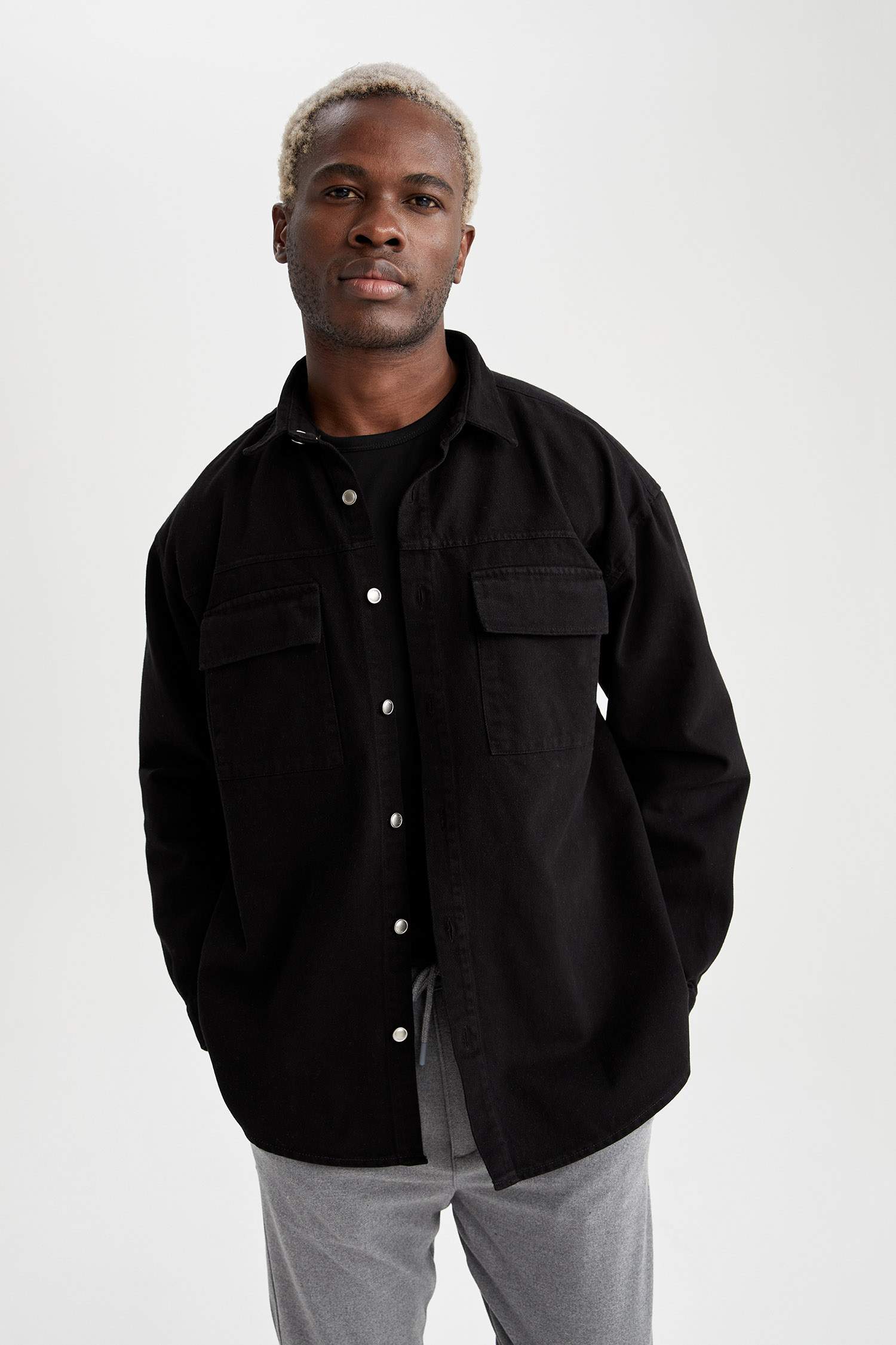 Oversize Fit Uzun Kollu Jean Gömlek Ceket
