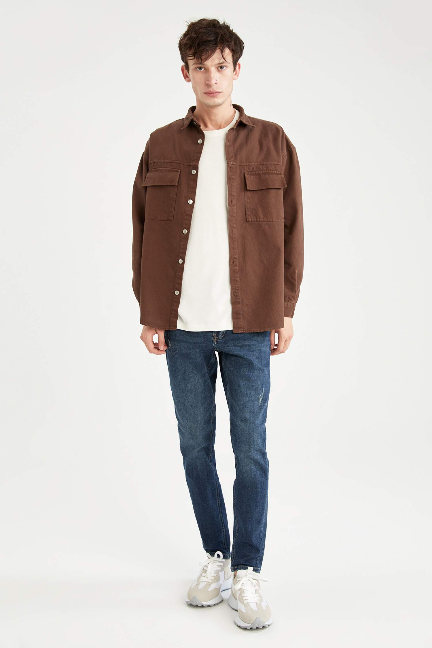 Oversize Fit Uzun Kollu Jean Gömlek Ceket