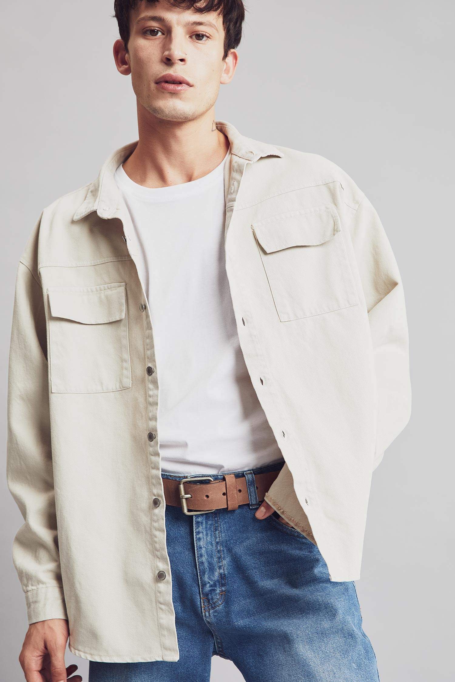 Oversize Fit Uzun Kollu Jean Gömlek Ceket