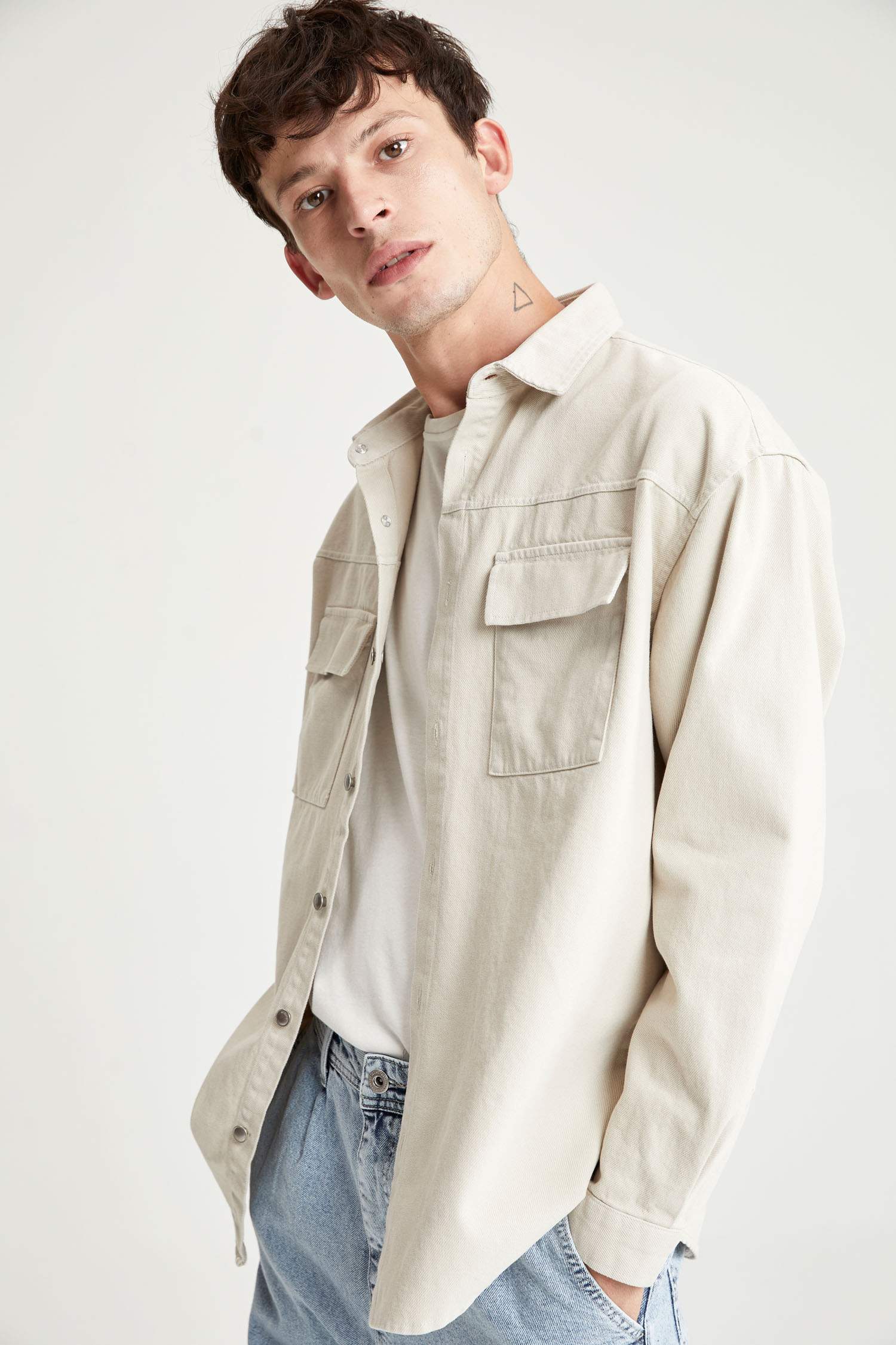 Oversize Fit Uzun Kollu Jean Gömlek Ceket