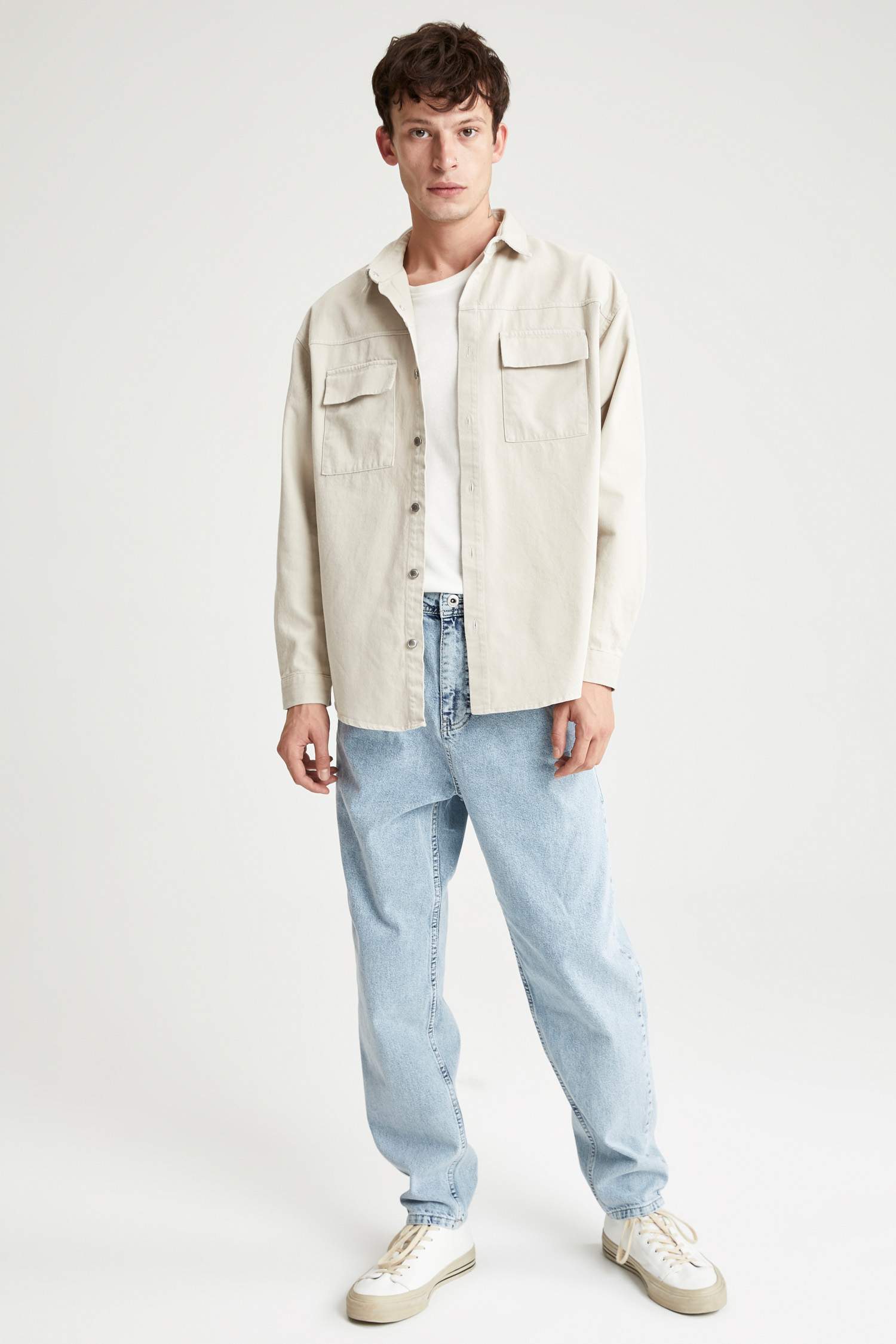 Oversize Fit Uzun Kollu Jean Gömlek Ceket