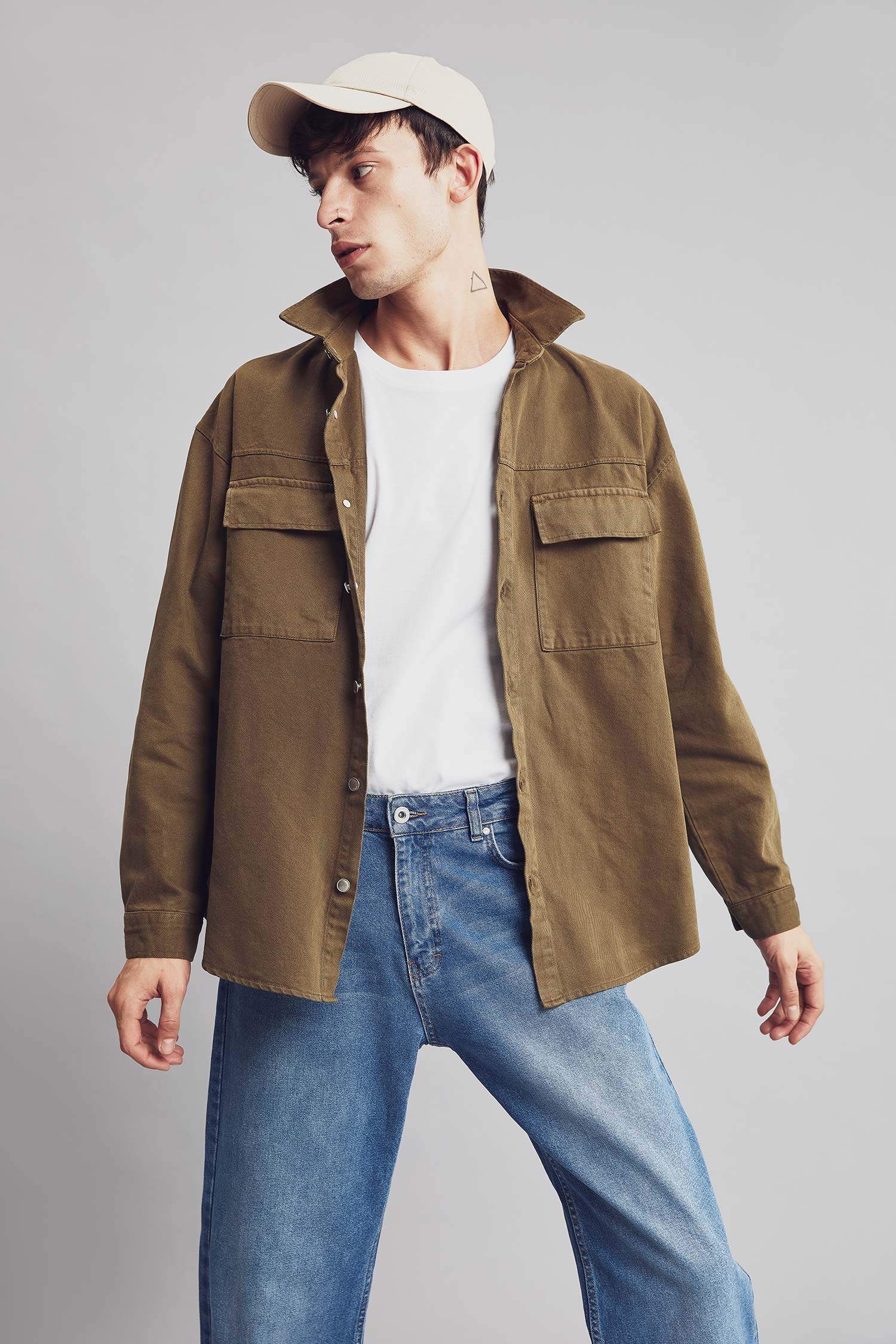 Oversize Fit Uzun Kollu Jean Gömlek Ceket