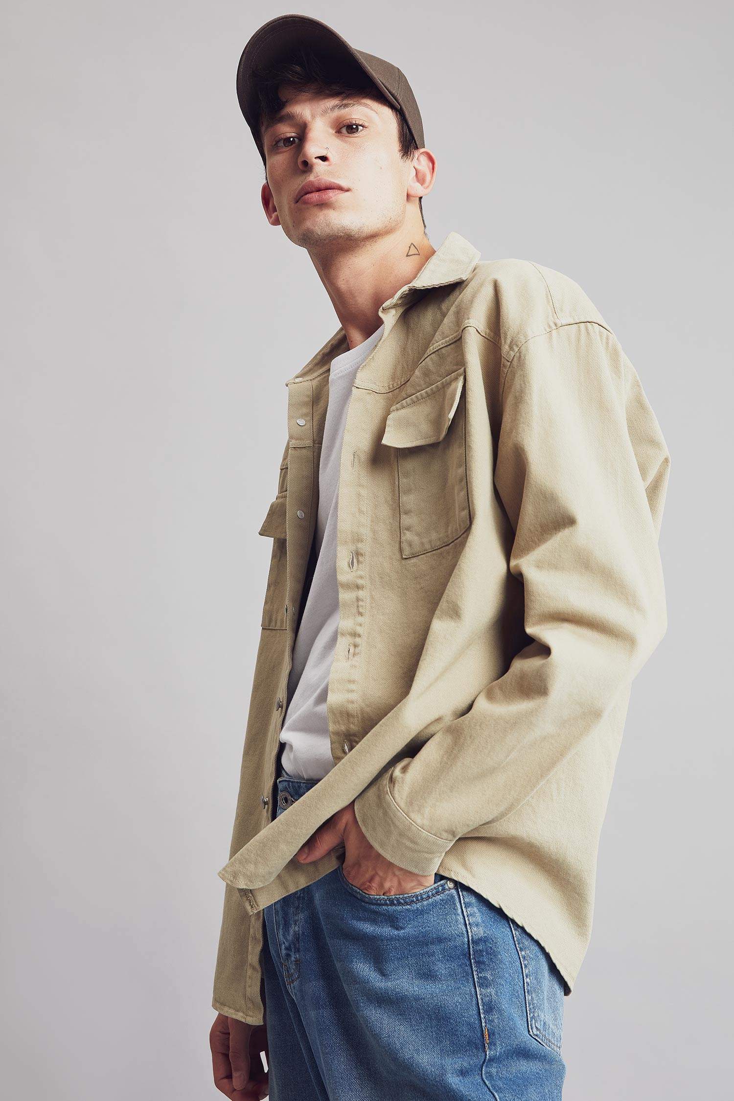 Oversize Fit Uzun Kollu Jean Gömlek Ceket