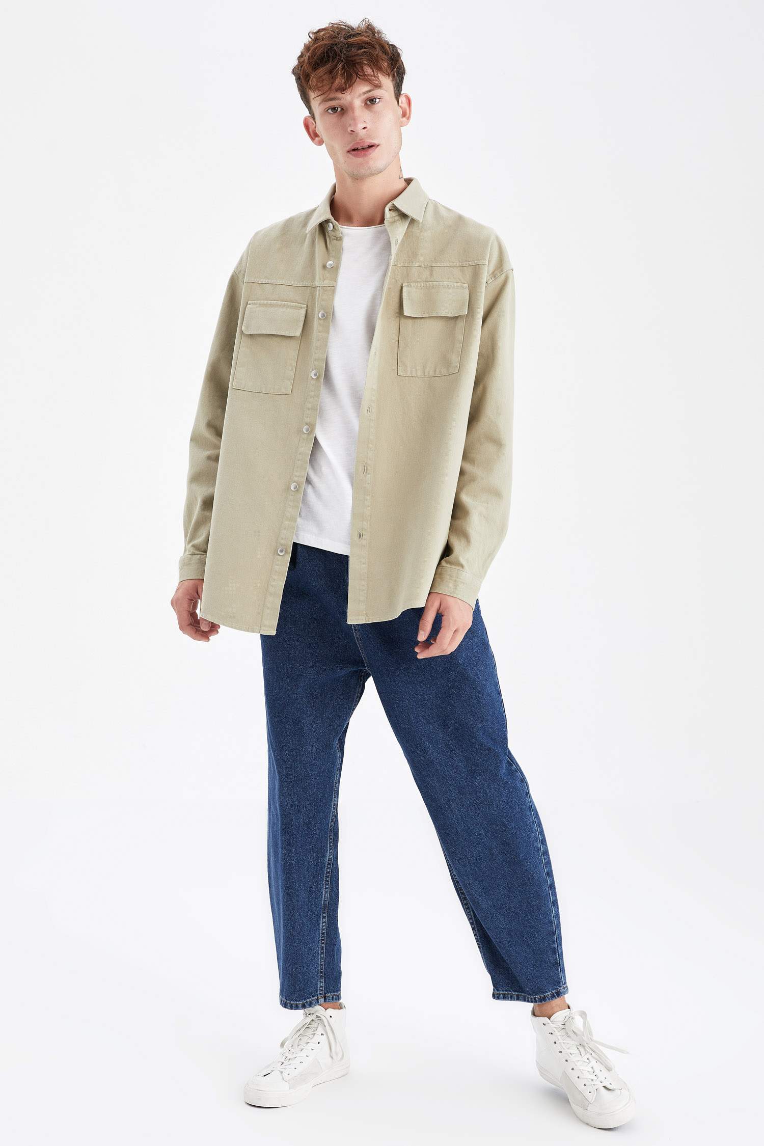 Oversize Fit Uzun Kollu Jean Gömlek Ceket