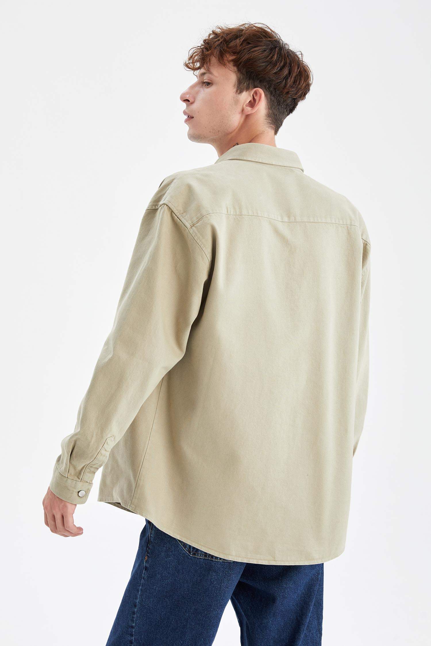 Oversize Fit Uzun Kollu Jean Gömlek Ceket