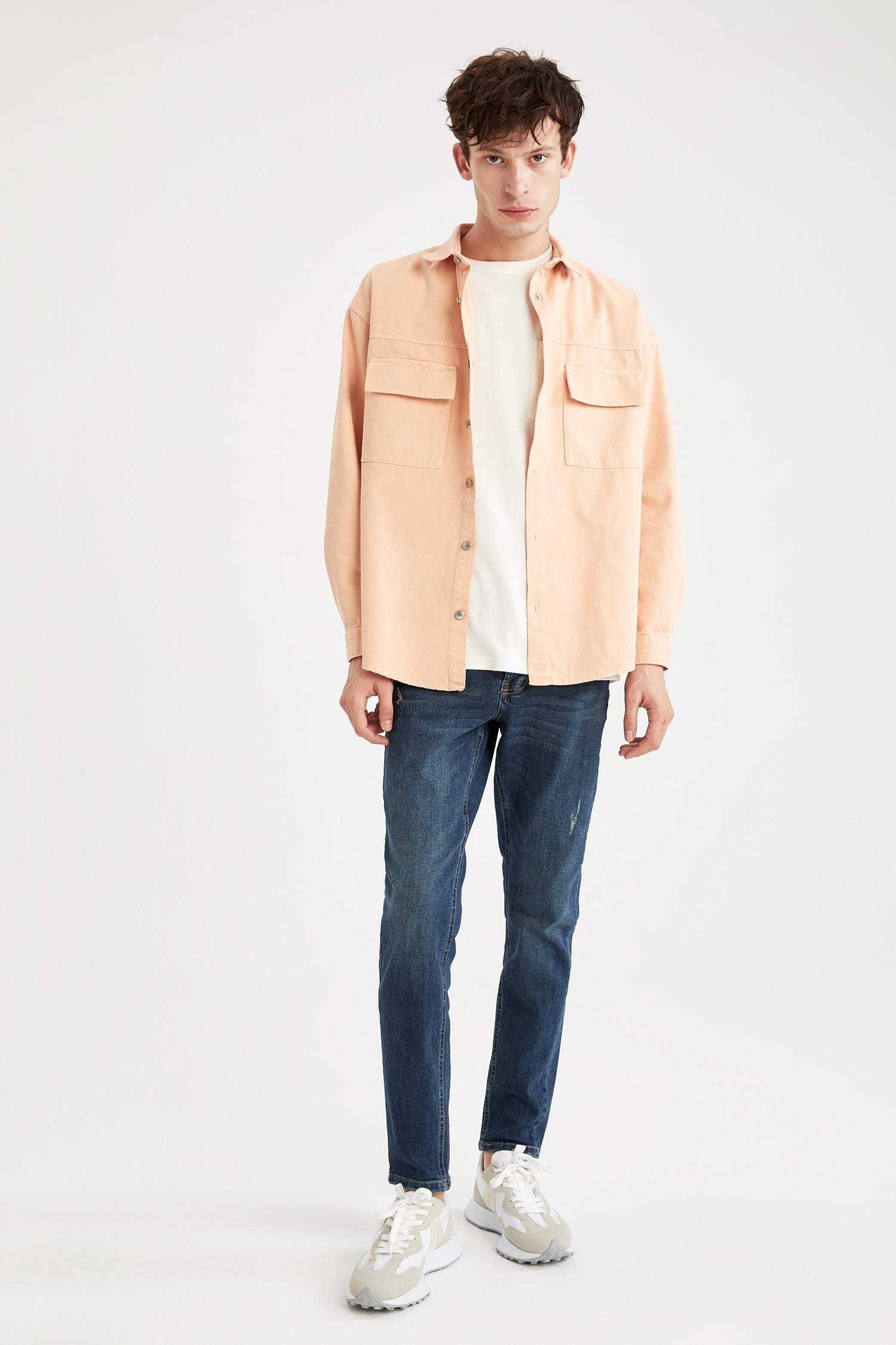 Oversize Fit Uzun Kollu Jean Gömlek Ceket