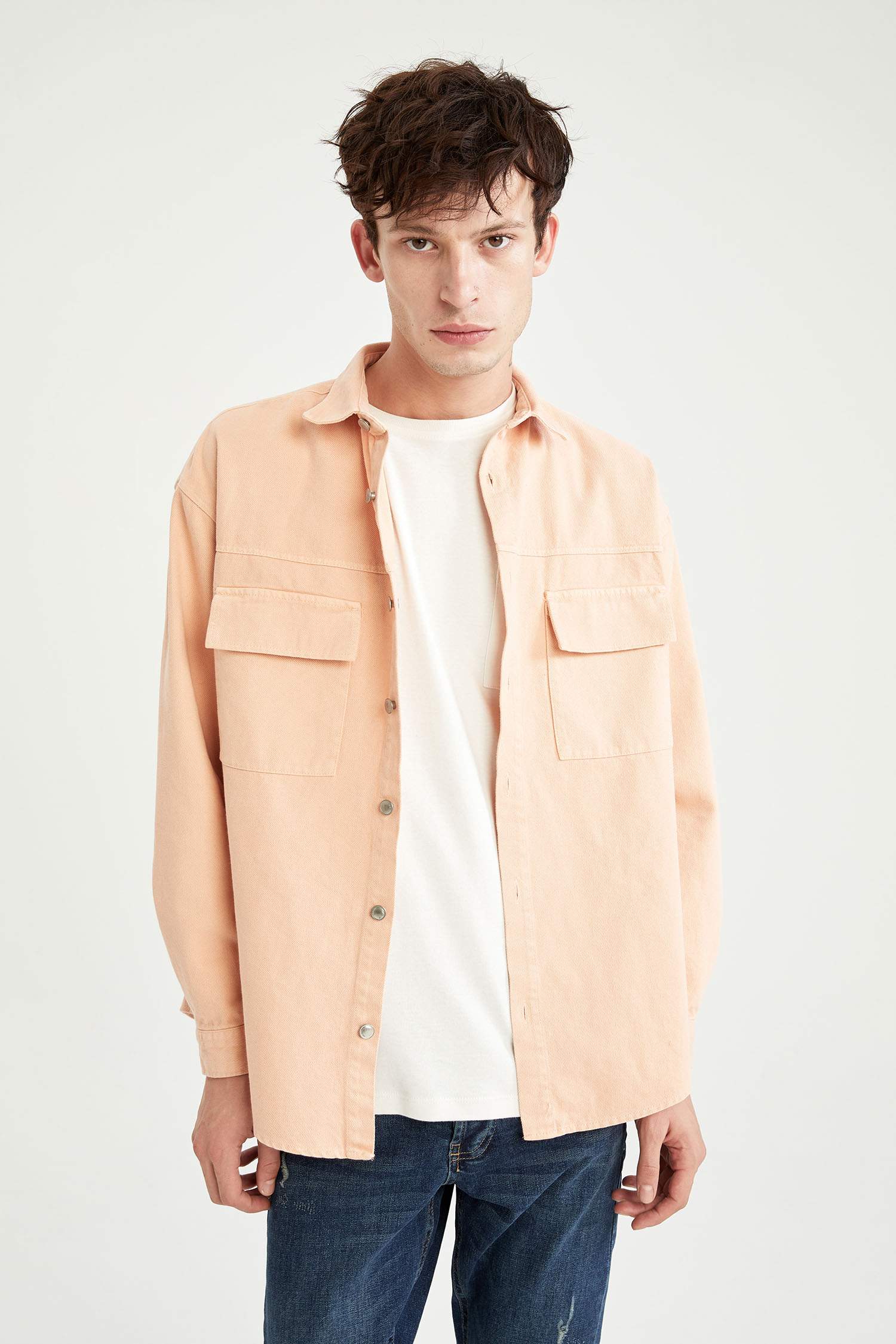 Oversize Fit Uzun Kollu Jean Gömlek Ceket
