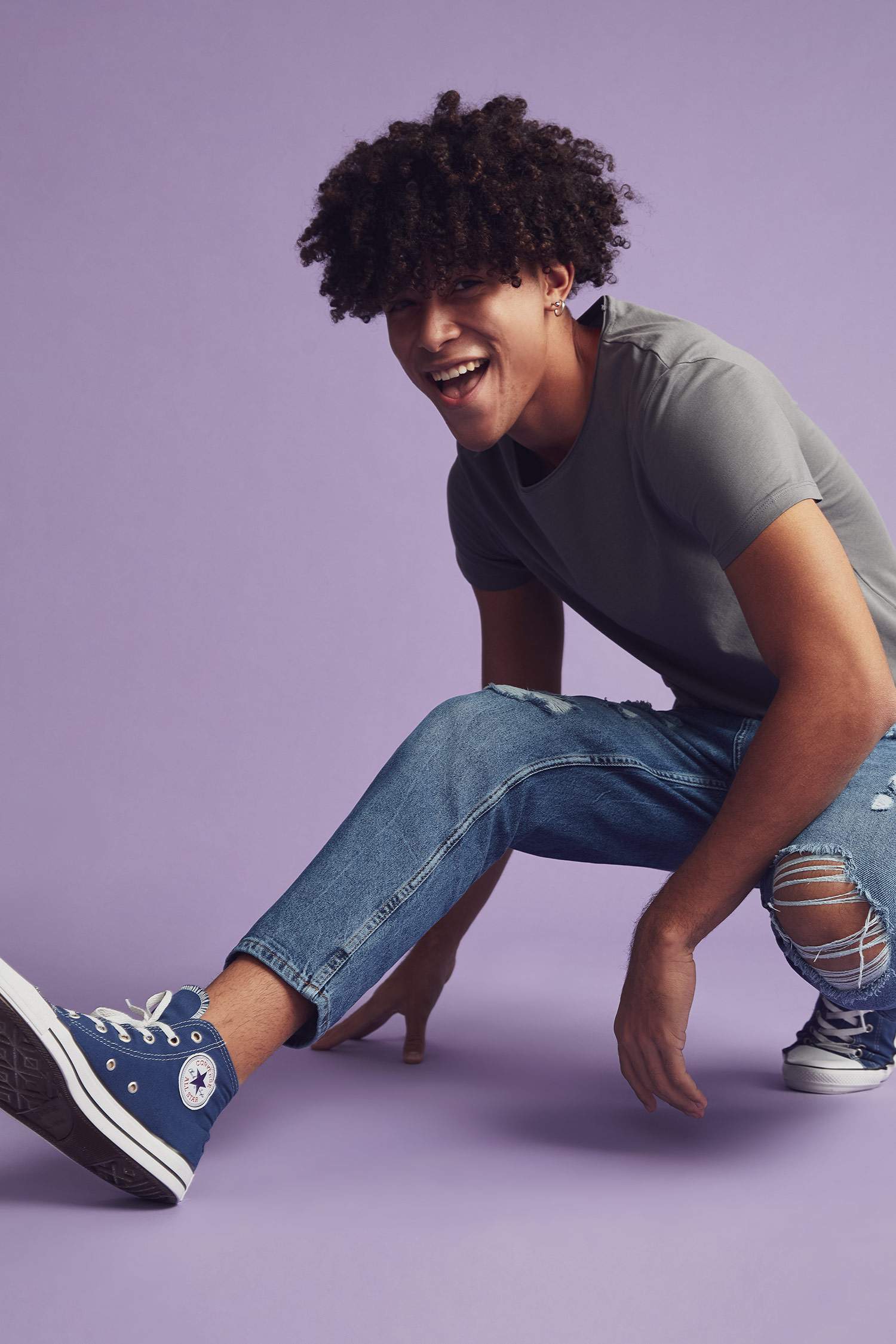 Slim Fit Bisiklet Yaka Basic Antrasit Tişört