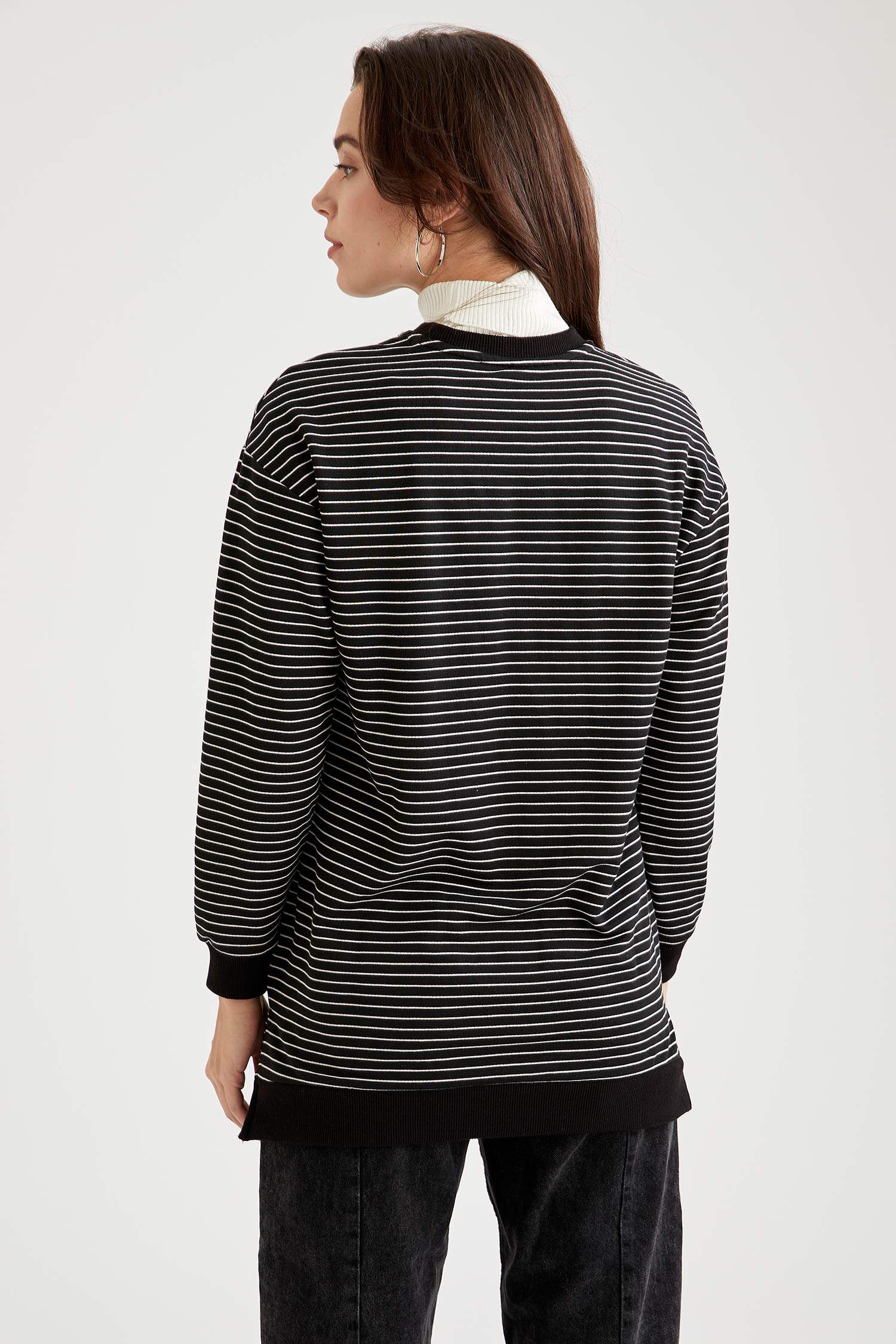 Çizgili Relax Fit Örme Tunik