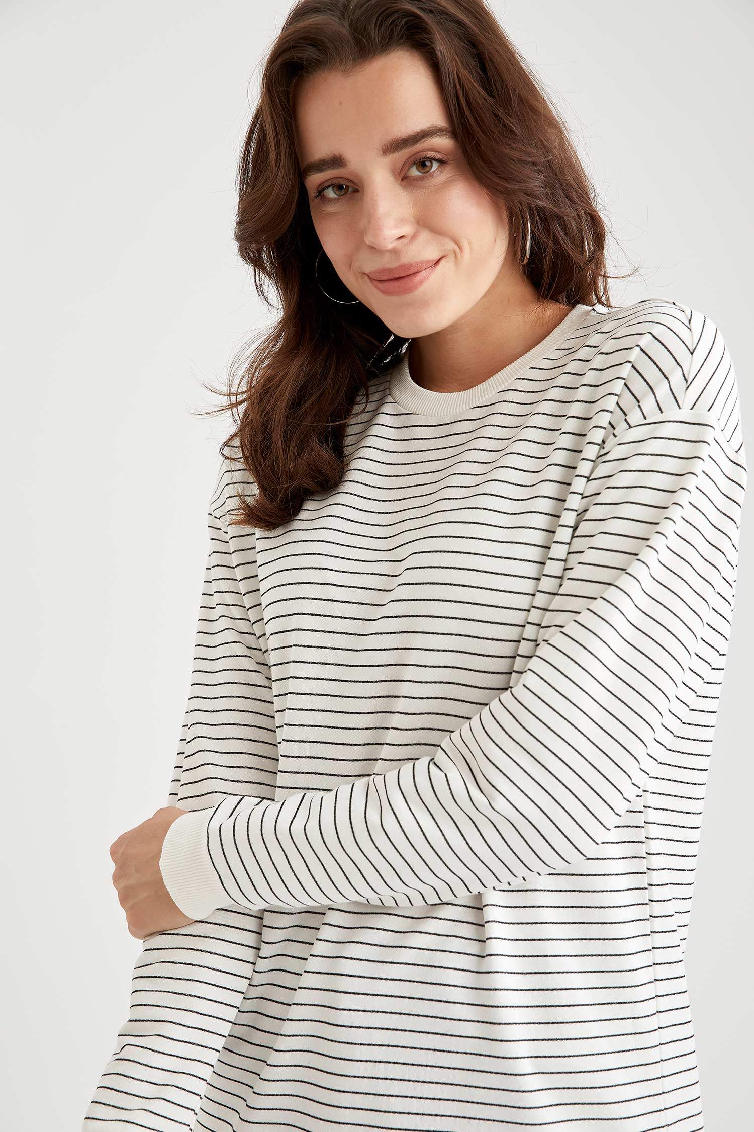 Çizgili Relax Fit Örme Tunik