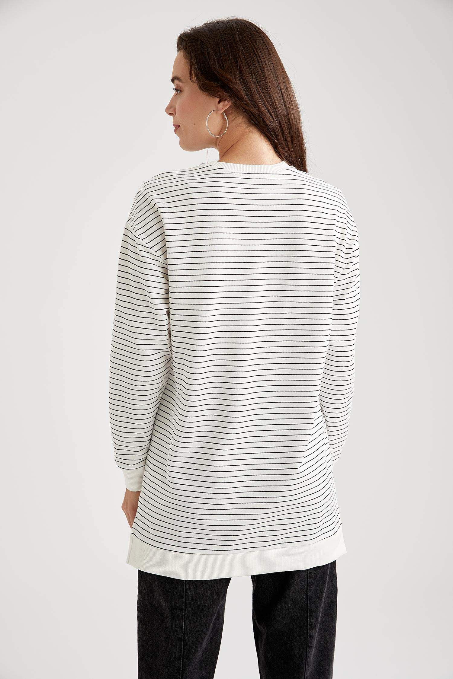 Çizgili Relax Fit Örme Tunik